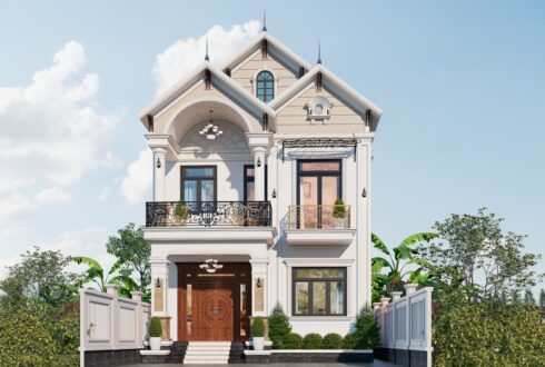 Biệt thự 2 tầng mái Thái ngói xanh đen tân cổ điển – Anh Sơn, Bắc Giang – NAVI-BT24