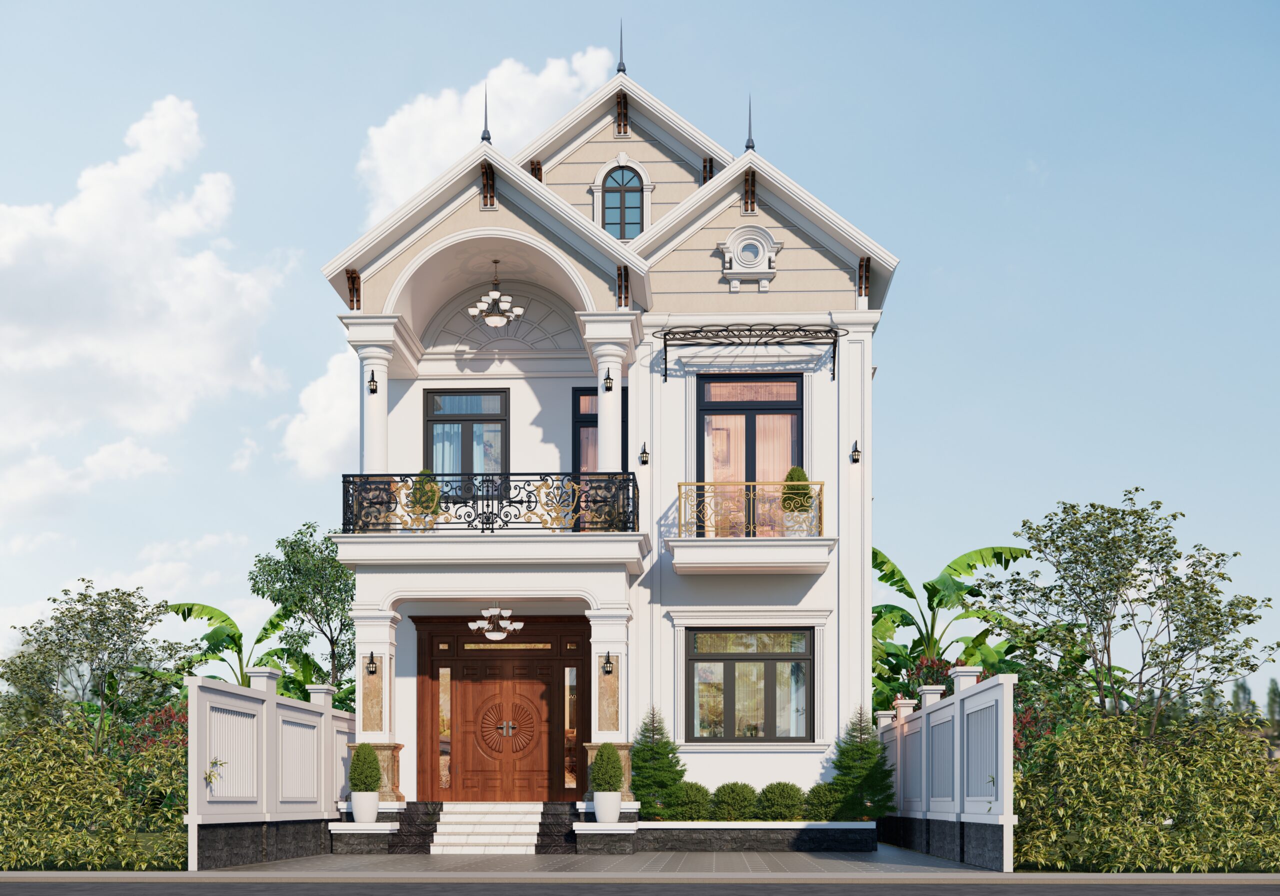 Biệt thự 2 tầng mái Thái ngói xanh đen tân cổ điển – Anh Sơn, Bắc Giang – NAVI-BT24 gallery