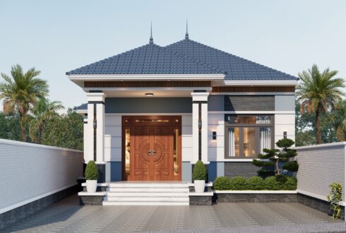 Nhà 1 tầng mái Thái ngói xanh đen hiện đại – Anh Sơn, Bắc Giang – NAVI-BT34