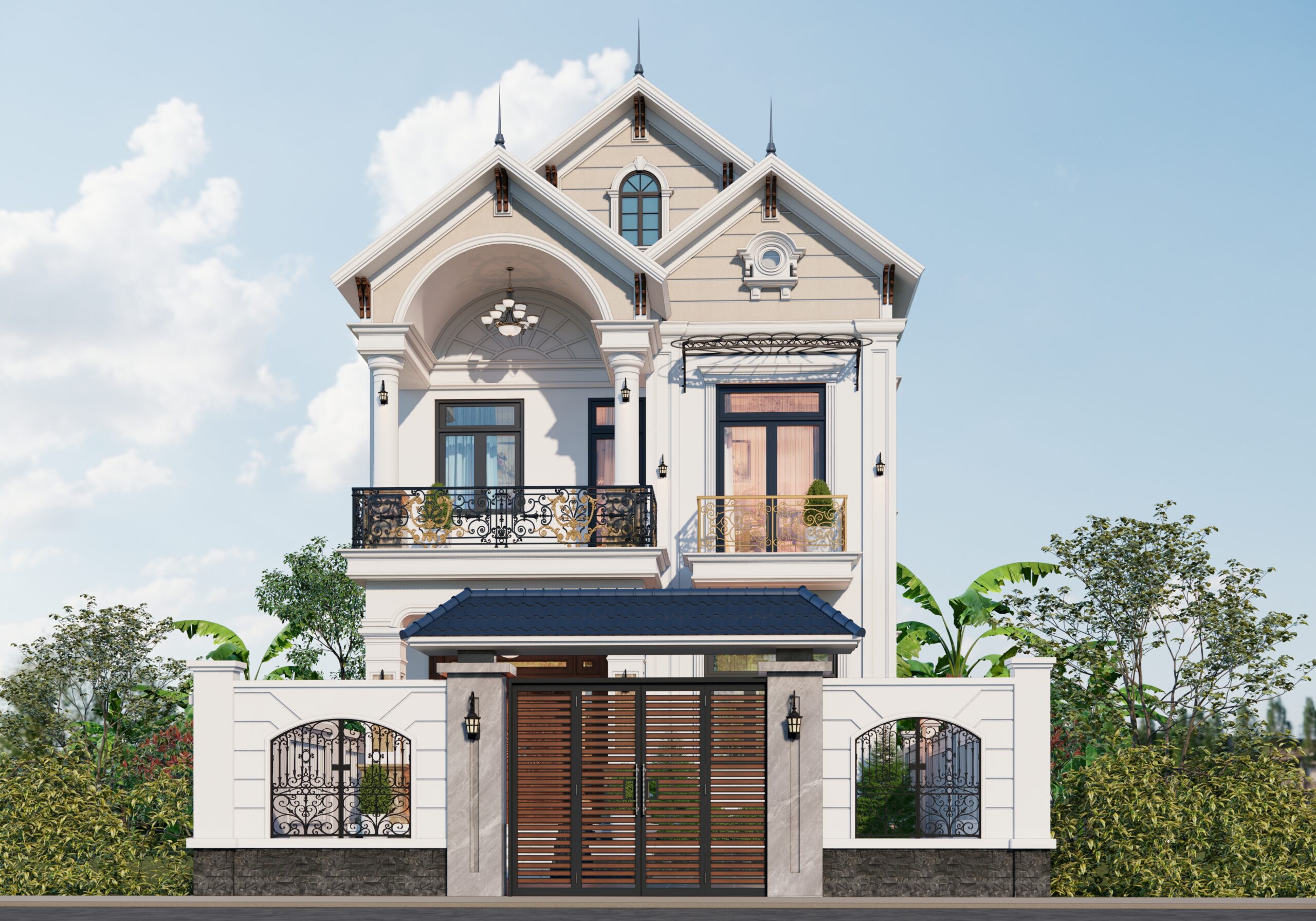 Biệt thự 2 tầng mái Thái ngói xanh đen tân cổ điển – Anh Sơn, Bắc Giang – NAVI-BT24 gallery