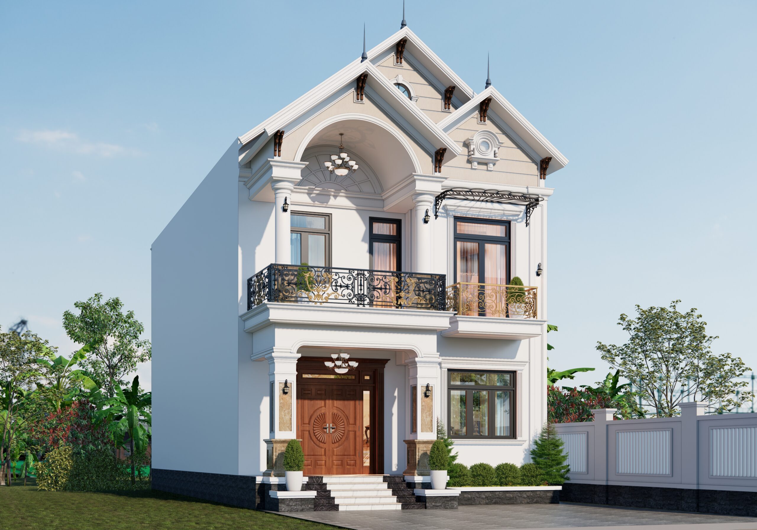 Biệt thự 2 tầng mái Thái ngói xanh đen tân cổ điển – Anh Sơn, Bắc Giang – NAVI-BT24 gallery