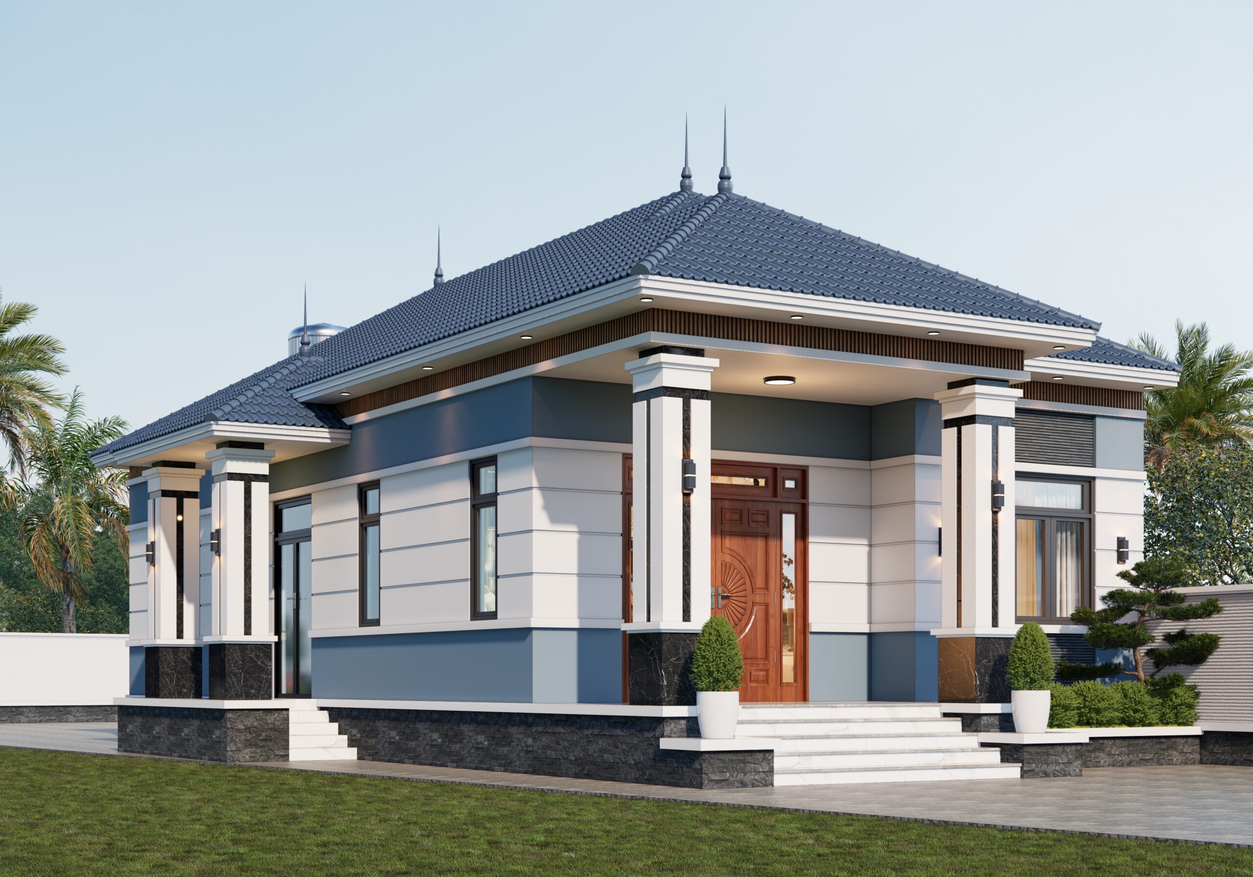 Nhà 1 tầng mái Thái ngói xanh đen hiện đại – Anh Sơn, Bắc Giang – NAVI-BT34 gallery