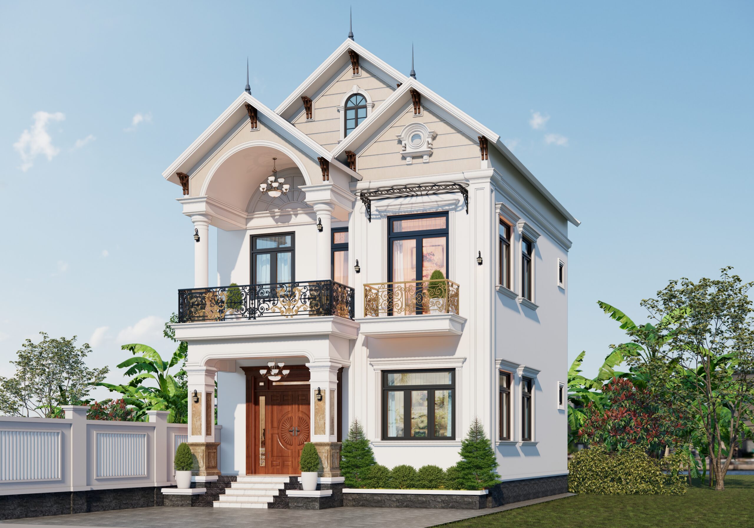 Biệt thự 2 tầng mái Thái ngói xanh đen tân cổ điển – Anh Sơn, Bắc Giang – NAVI-BT24 gallery