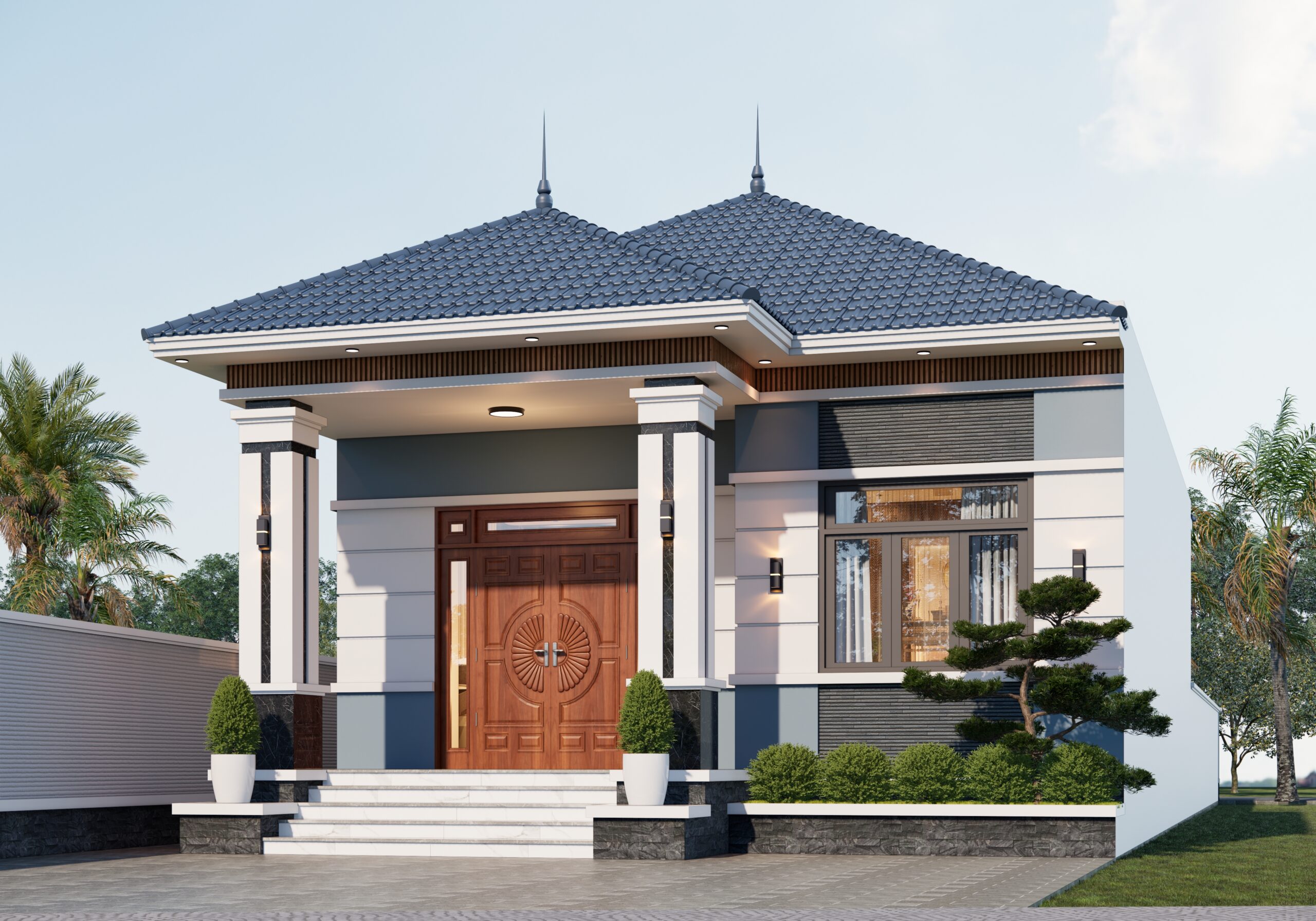 Nhà 1 tầng mái Thái ngói xanh đen hiện đại – Anh Sơn, Bắc Giang – NAVI-BT34 gallery