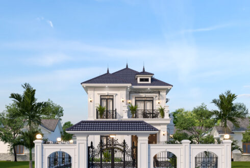 Biệt thự 2 tầng mái Nhật ngói xanh đen tân cổ điển – Anh Dương, Thanh Hóa – NAVI-BT17