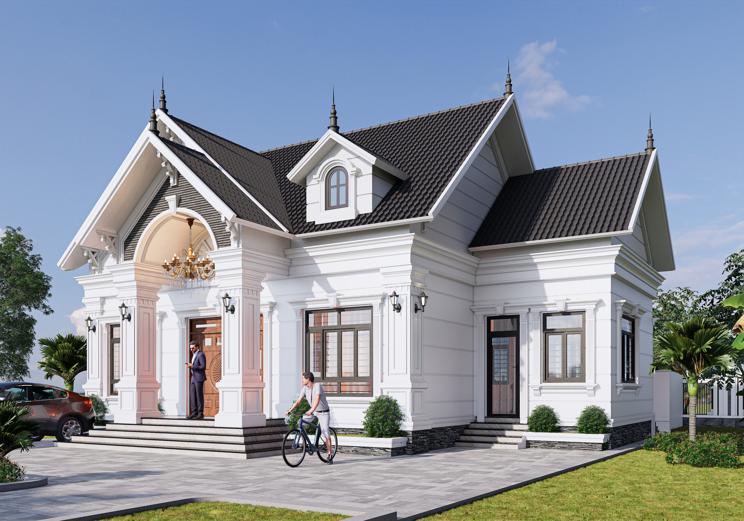 Biệt thự 1 tầng mái Thái ngói xanh đen tân cổ điển – Anh Hùng, Yên Bái – NAVI-BT22 gallery