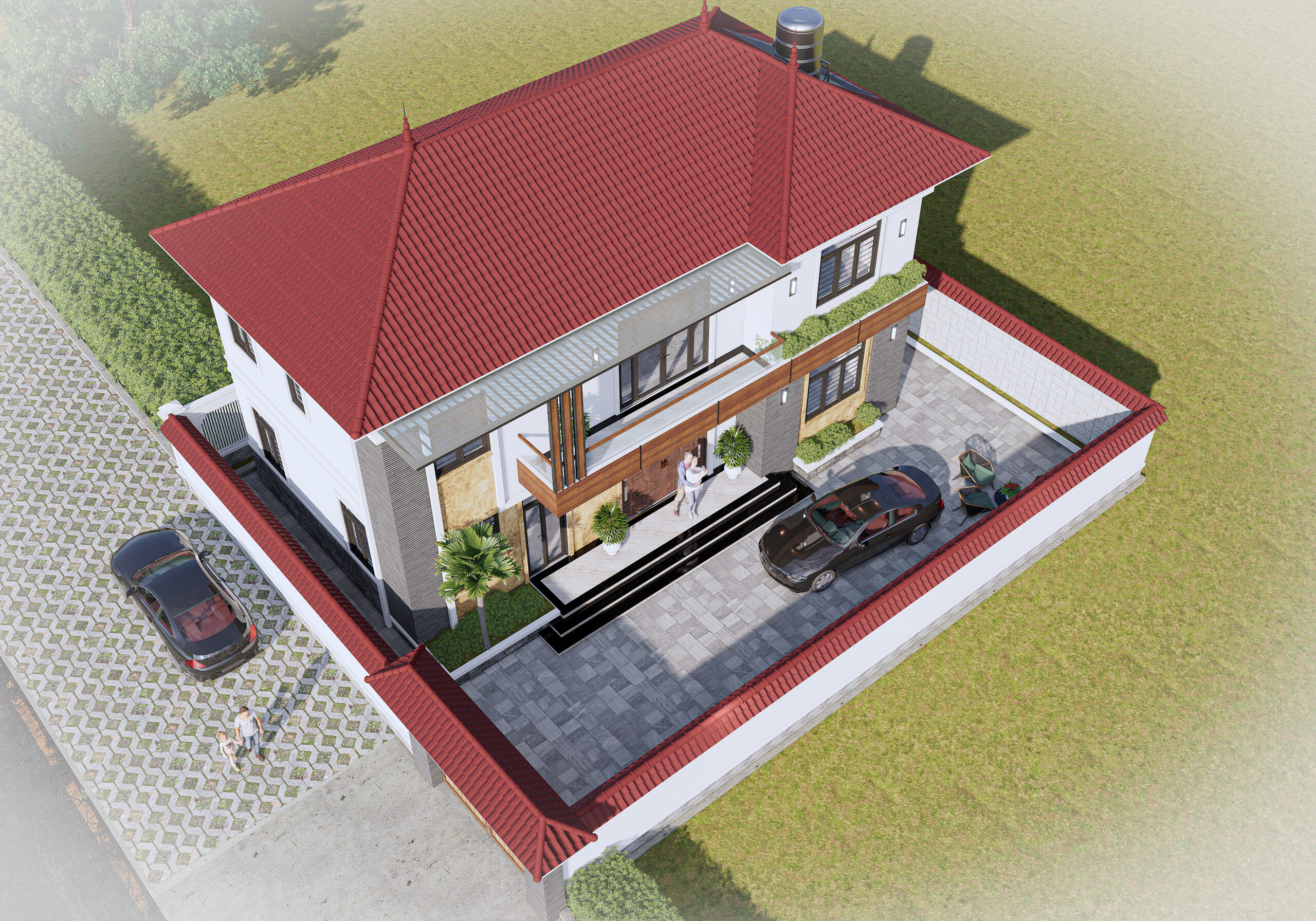 Biệt thự 2 tầng mái Nhật ngói đỏ hiện đại – Anh Long, Hải Dương – NAVI-BT23 gallery
