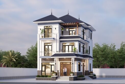 Biệt thự 3 tầng mái Nhật ngói xanh đen hiện đại – Anh Tài, Đà Nẵng – NAVI-BT27