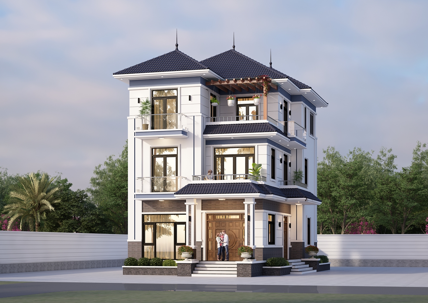 Biệt thự 3 tầng mái Nhật ngói xanh đen hiện đại – Anh Tài, Đà Nẵng – NAVI-BT27 gallery