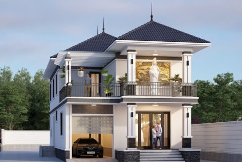 Biệt thự 2 tầng mái Nhật tân cổ điển