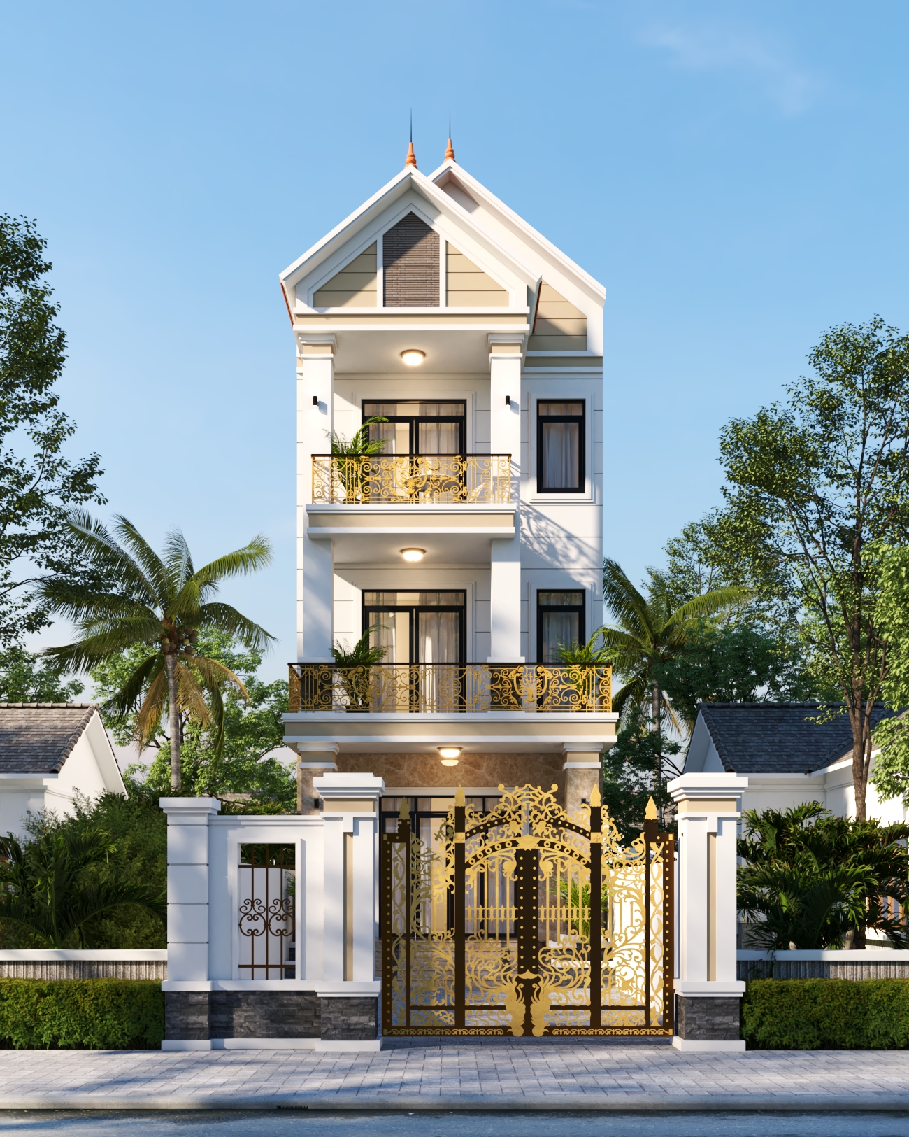 Nhà 3 tầng mái Thái ngói đỏ tân cổ điển – Anh Cường, Hải Dương – NAVI-BT35 gallery