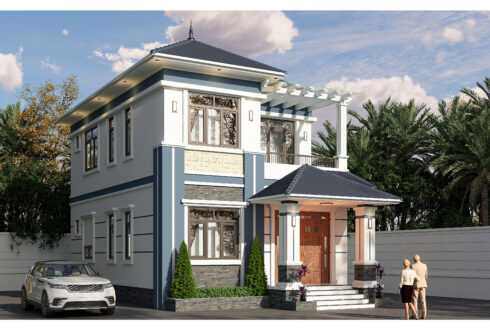 Nhà 2 tầng mái Nhật ngói xanh đen tân cổ điển – Anh Sơn, Hưng Yên – NAVI-BT47