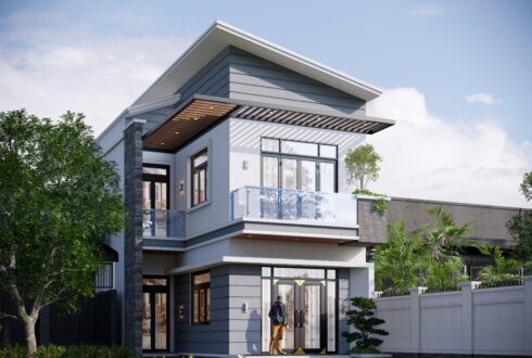 Nhà phố 2 tầng mái lệch hiện đại – Anh Long, Nam Định – NAVI-NP06