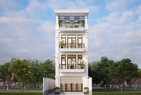 Nhà phố 3 tầng mái bằng tân cổ điển – Anh Hùng, Nam Định