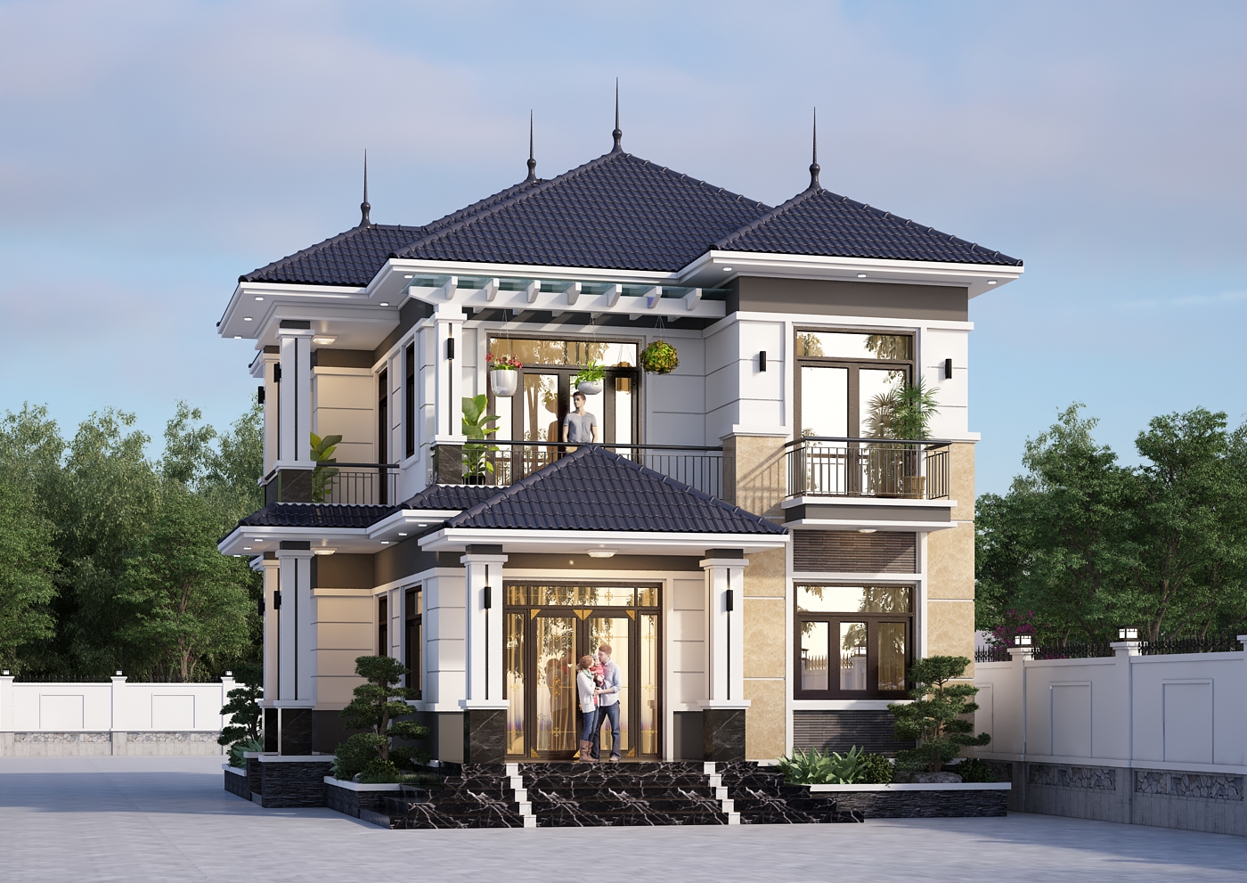 Biệt thự 2 tầng mái Nhật ngói xanh đen hiện đại – Anh Long, Thái Nguyên gallery