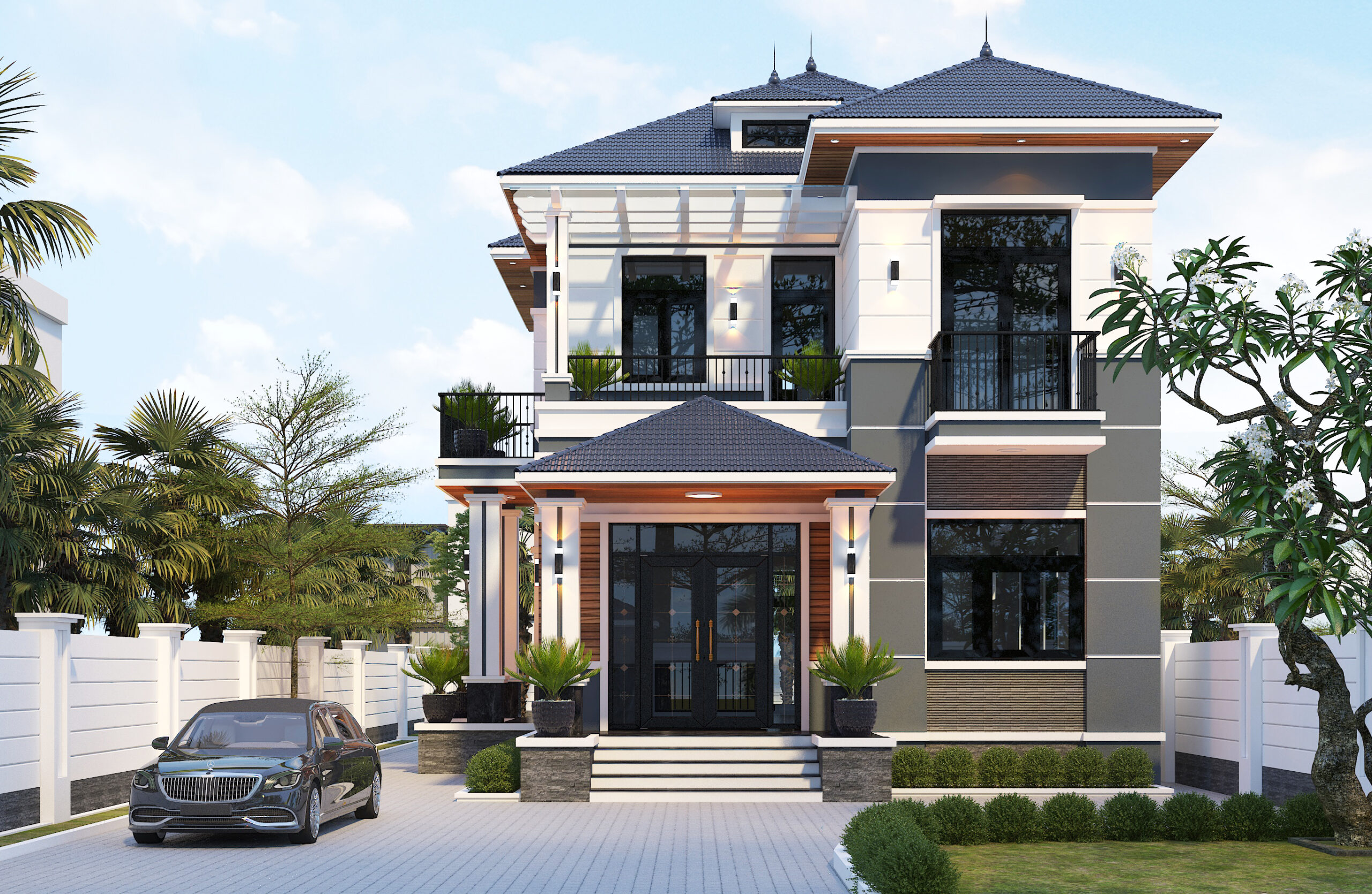 Biệt thự 2 tầng mái Nhật ngói xanh đen hiện đại – Anh Minh, Thái Bình – NAVI-BT16 gallery