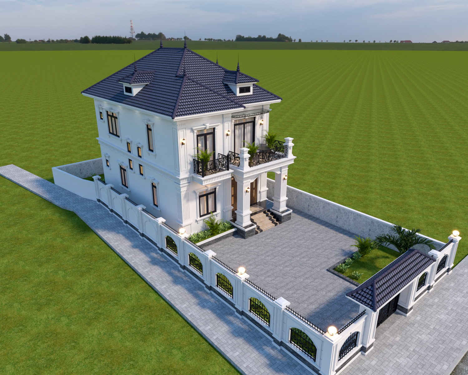Biệt thự 2 tầng mái Nhật ngói xanh đen tân cổ điển – Anh Dương, Thanh Hóa – NAVI-BT17 gallery