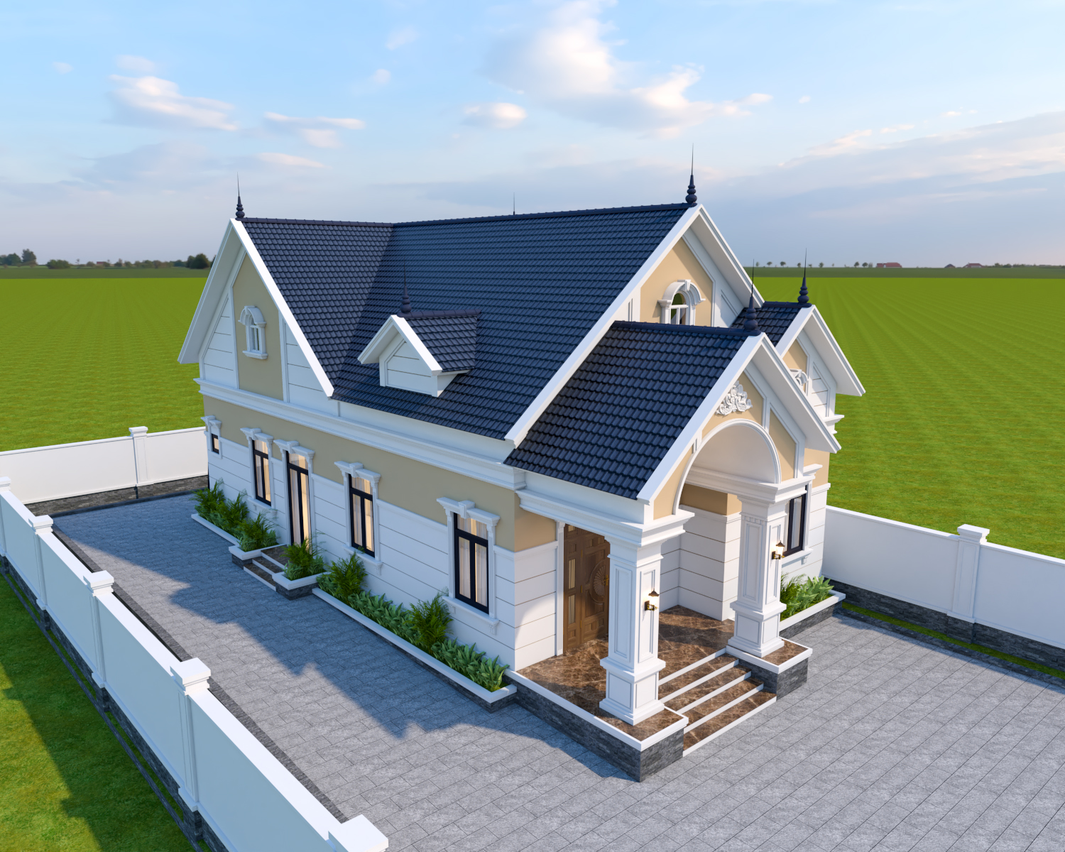 Nhà 1 tầng mái Thái ngói xanh đen tân cổ điển – Anh Phú, Thái Bình – NAVI-BT28 gallery