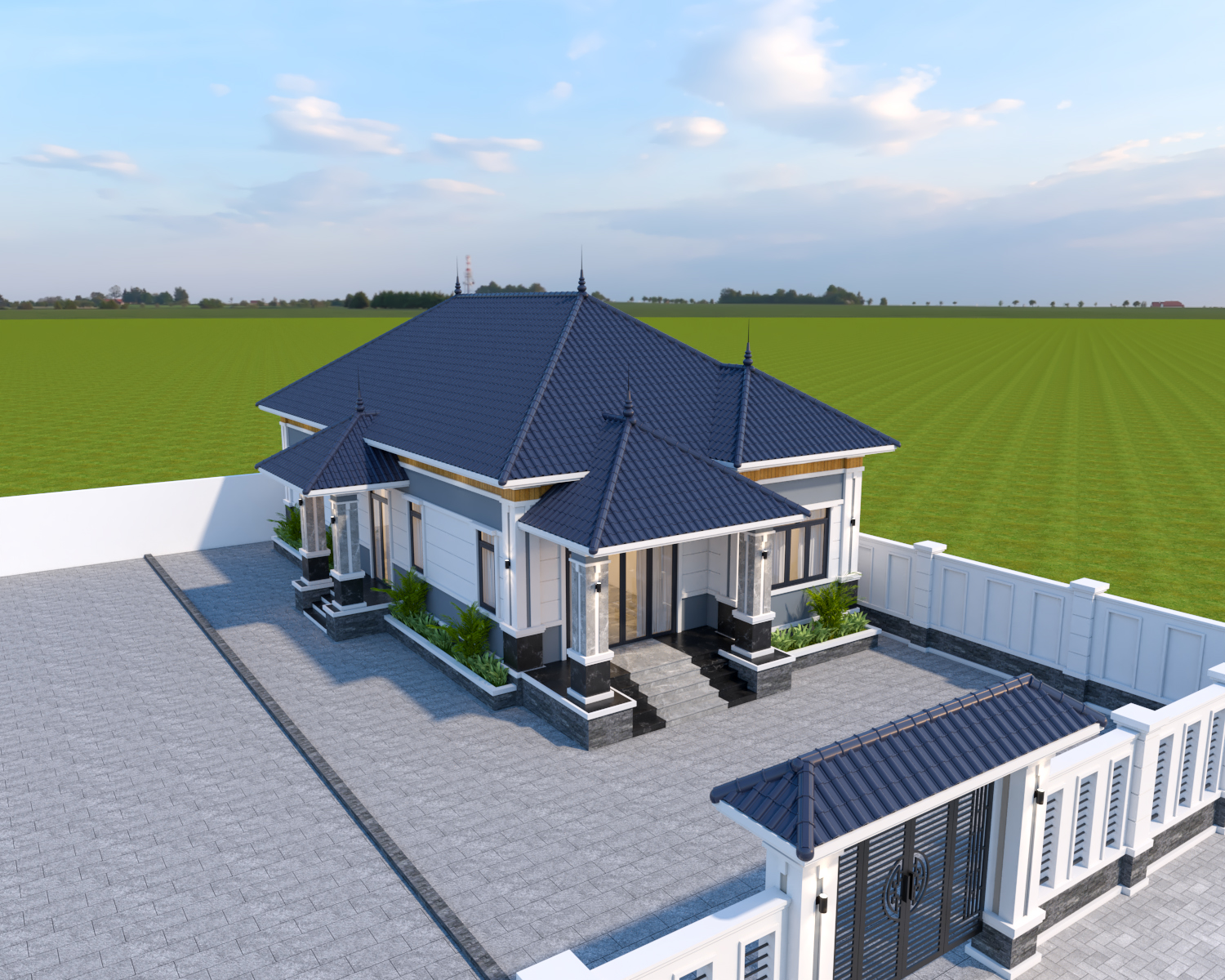 Nhà 1 tầng mái Thái ngói xanh đen hiện đại – Anh Tuấn, Ninh Bình – NAVI-BT31 gallery