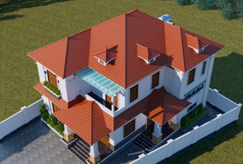 Nhà 2 tầng mái Thái ngói đỏ tân cổ điển – Anh Tuấn, Bắc Giang – NAVI-BT45