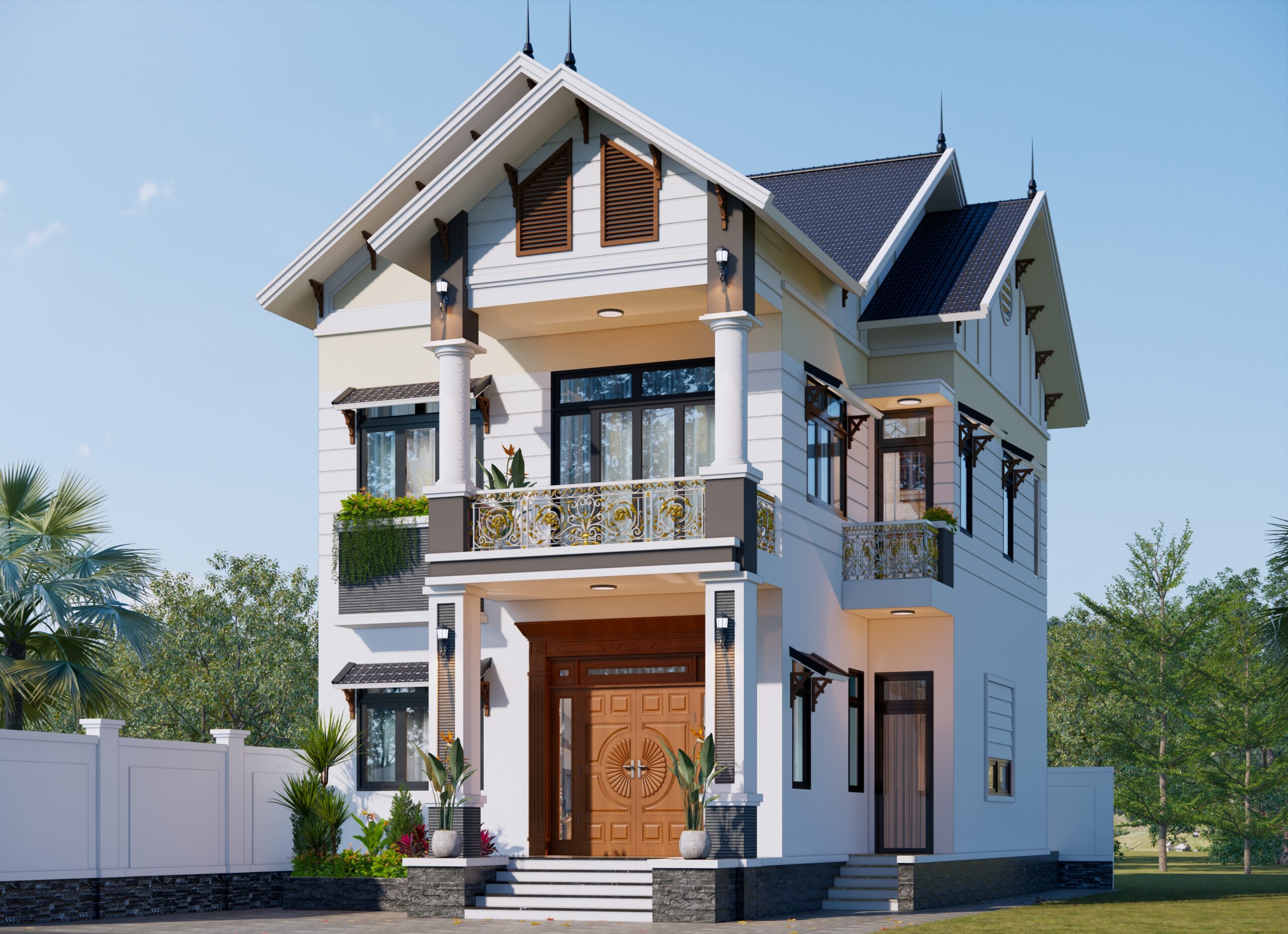 Nhà 2 tầng mái Thái ngói xanh đen tân cổ điển – Anh Tú, Yên Bái – NAVI-BT41 gallery