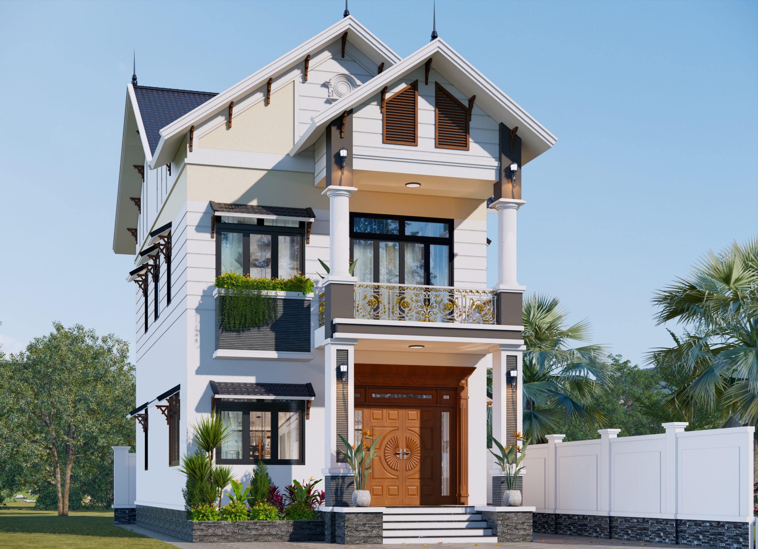 Nhà 2 tầng mái Thái ngói xanh đen tân cổ điển – Anh Tú, Yên Bái – NAVI-BT41 gallery