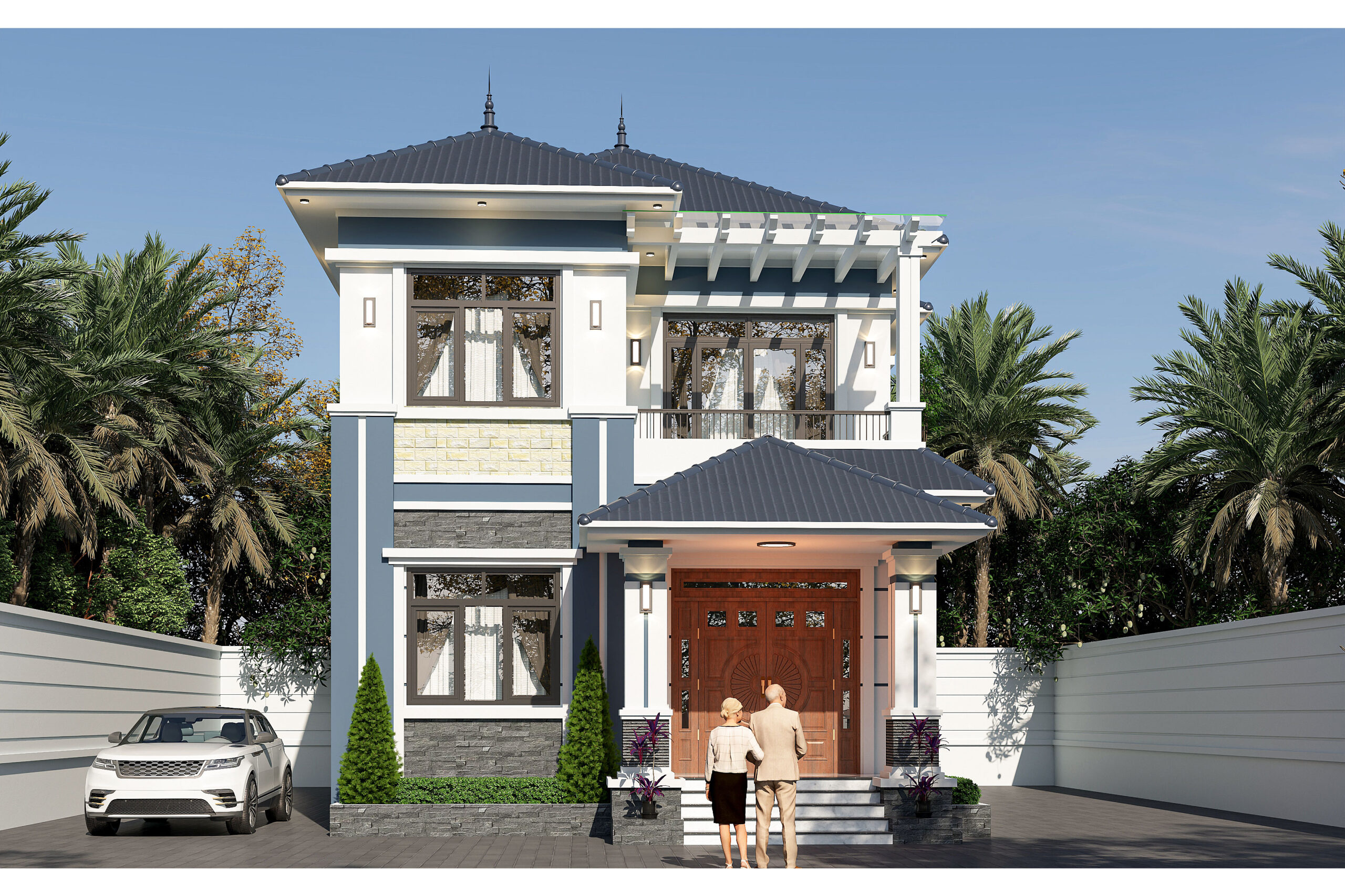 Nhà 2 tầng mái Nhật ngói xanh đen tân cổ điển – Anh Sơn, Hưng Yên – NAVI-BT47 gallery