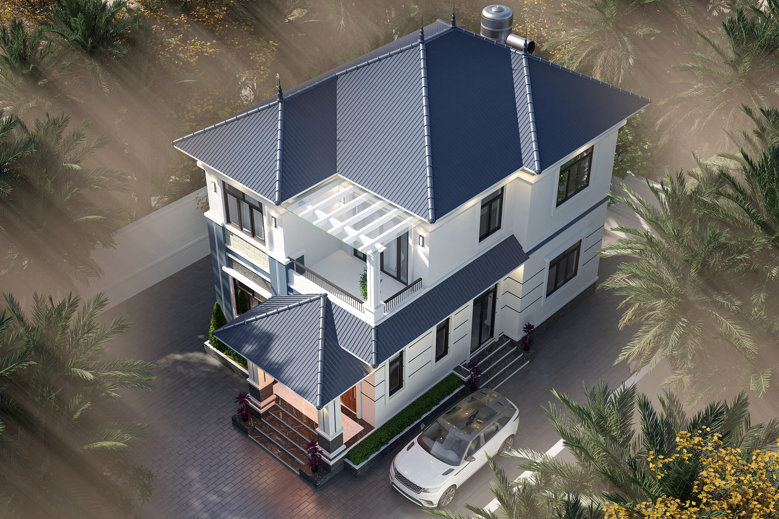 Nhà 2 tầng mái Nhật ngói xanh đen tân cổ điển – Anh Sơn, Hưng Yên – NAVI-BT47 gallery