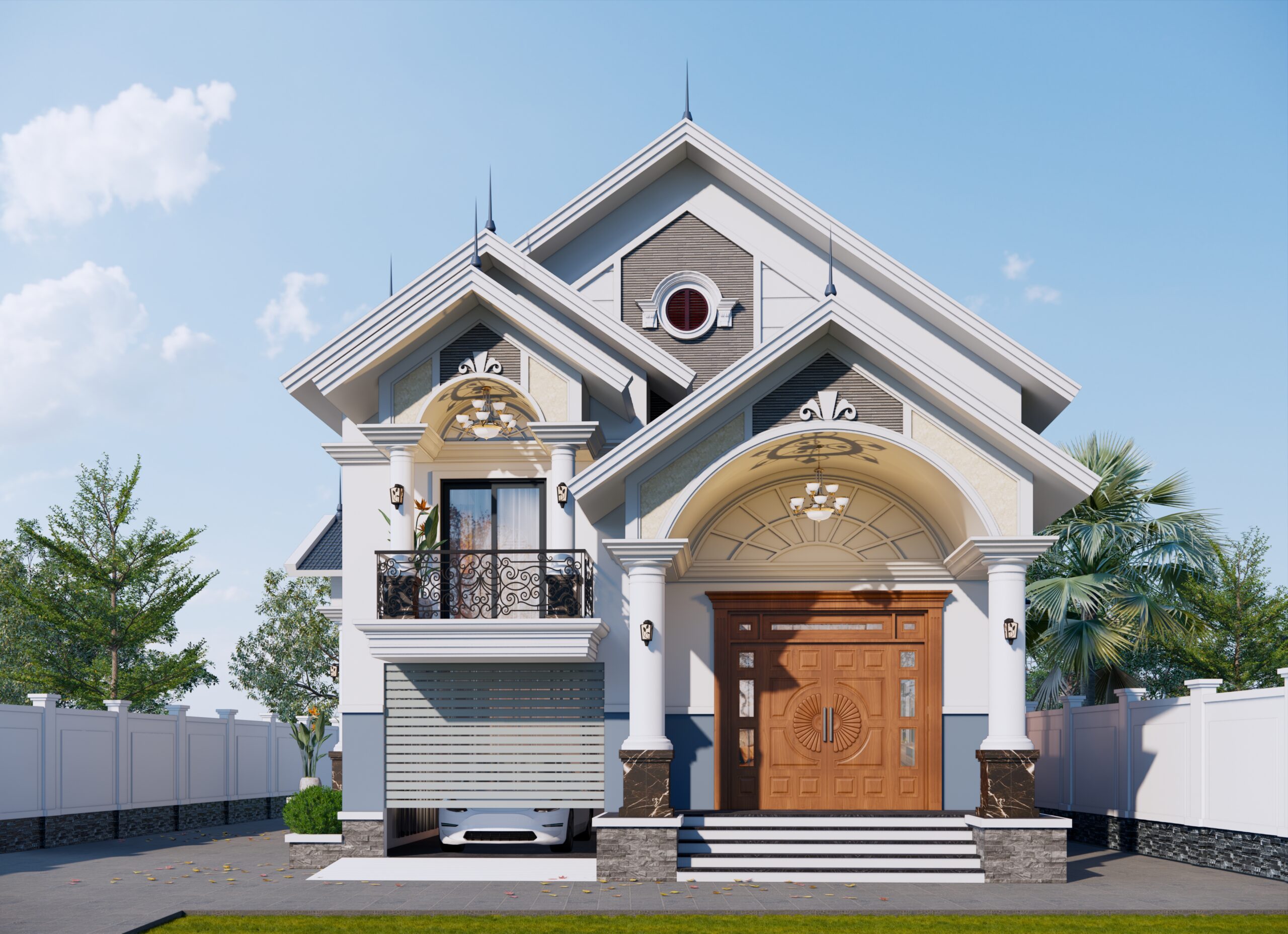 Biệt thự 1 tầng có gác lửng mái Thái ngói xanh đen tân cổ điển – Anh Nam, Tuyên Quang – NAVI-BT21 gallery