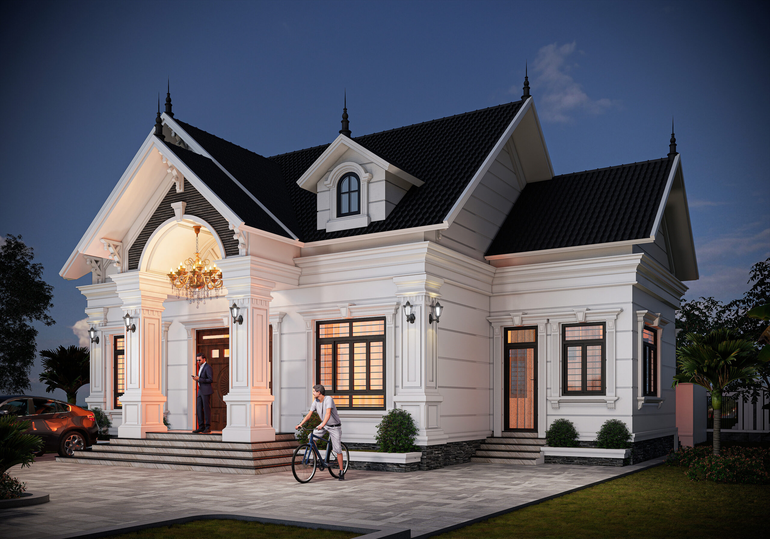 Biệt thự 1 tầng mái Thái ngói xanh đen tân cổ điển – Anh Hùng, Yên Bái – NAVI-BT22 gallery