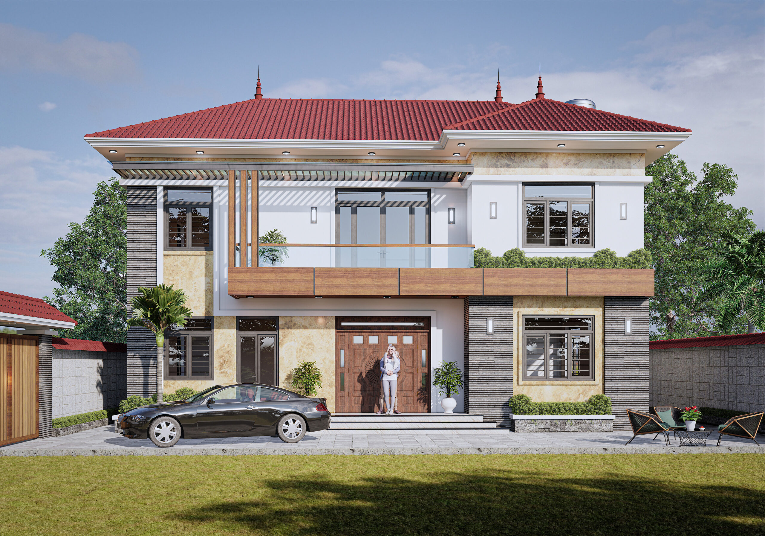 Biệt thự 2 tầng mái Nhật ngói đỏ hiện đại – Anh Long, Hải Dương – NAVI-BT23 gallery