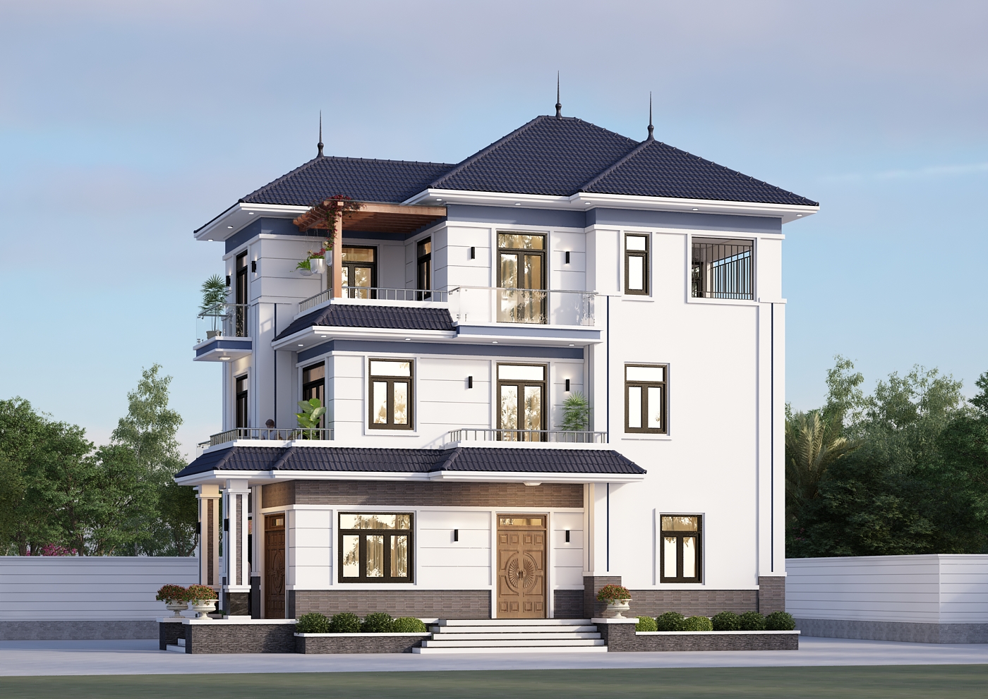 Biệt thự 3 tầng mái Nhật ngói xanh đen hiện đại – Anh Tài, Đà Nẵng – NAVI-BT27 gallery