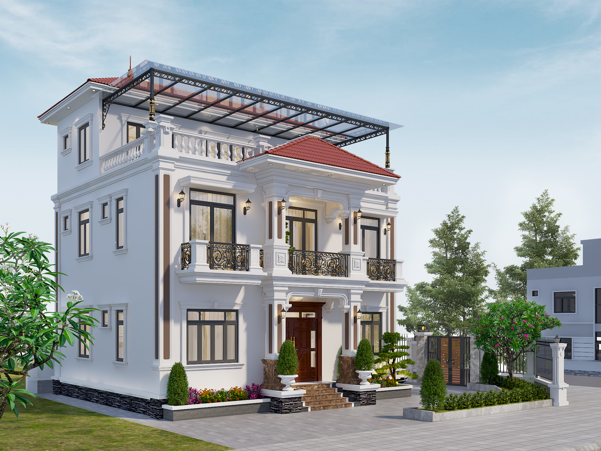 Nhà 3 tầng mái Thái ngói đỏ tân cổ điển – Anh Thành, Bắc Ninh – NAVI-BT30 gallery
