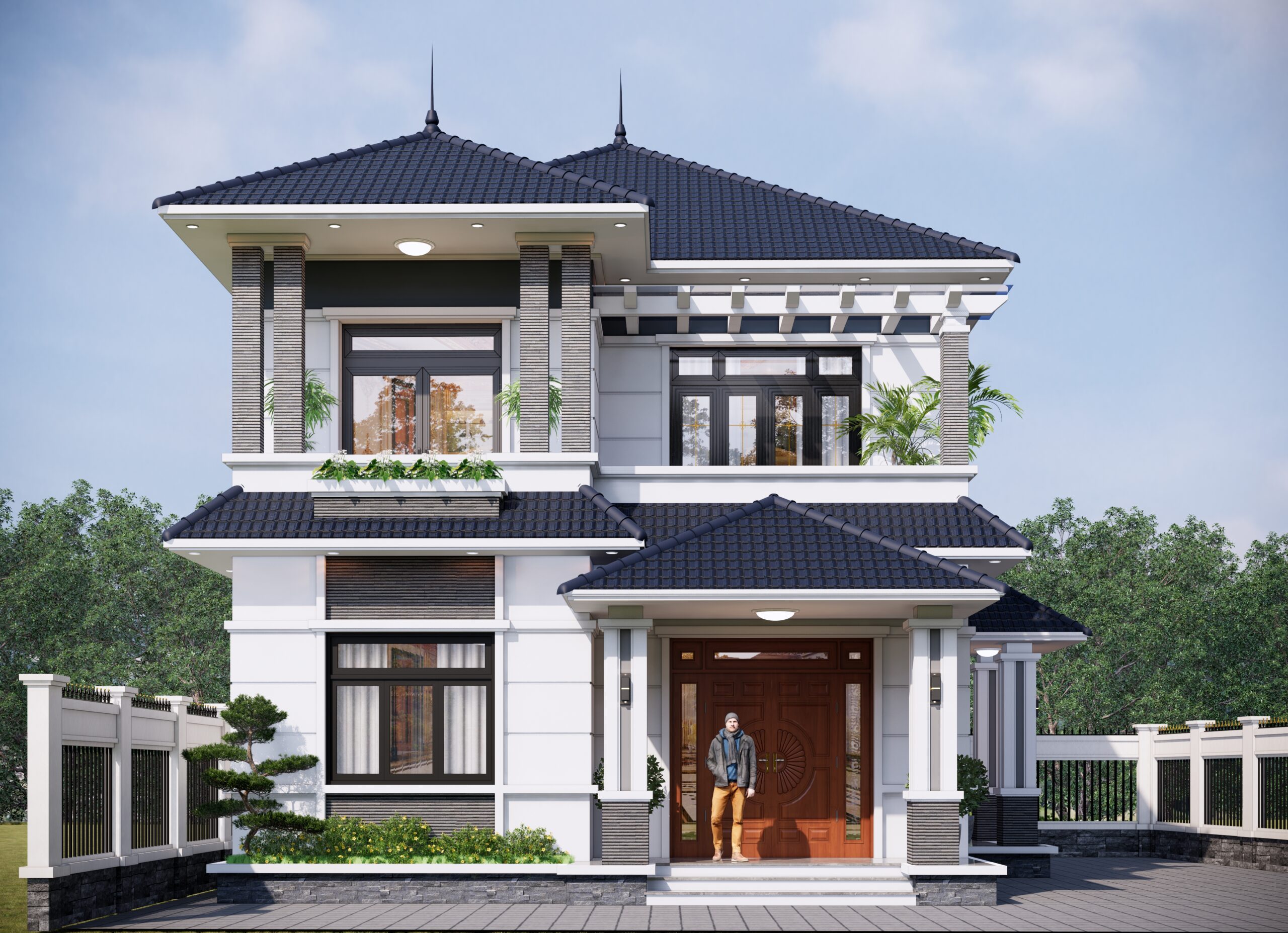 Biệt thự 2 tầng mái Nhật ngói xanh đen hiện đại – Anh Dũng, Bắc Giang gallery