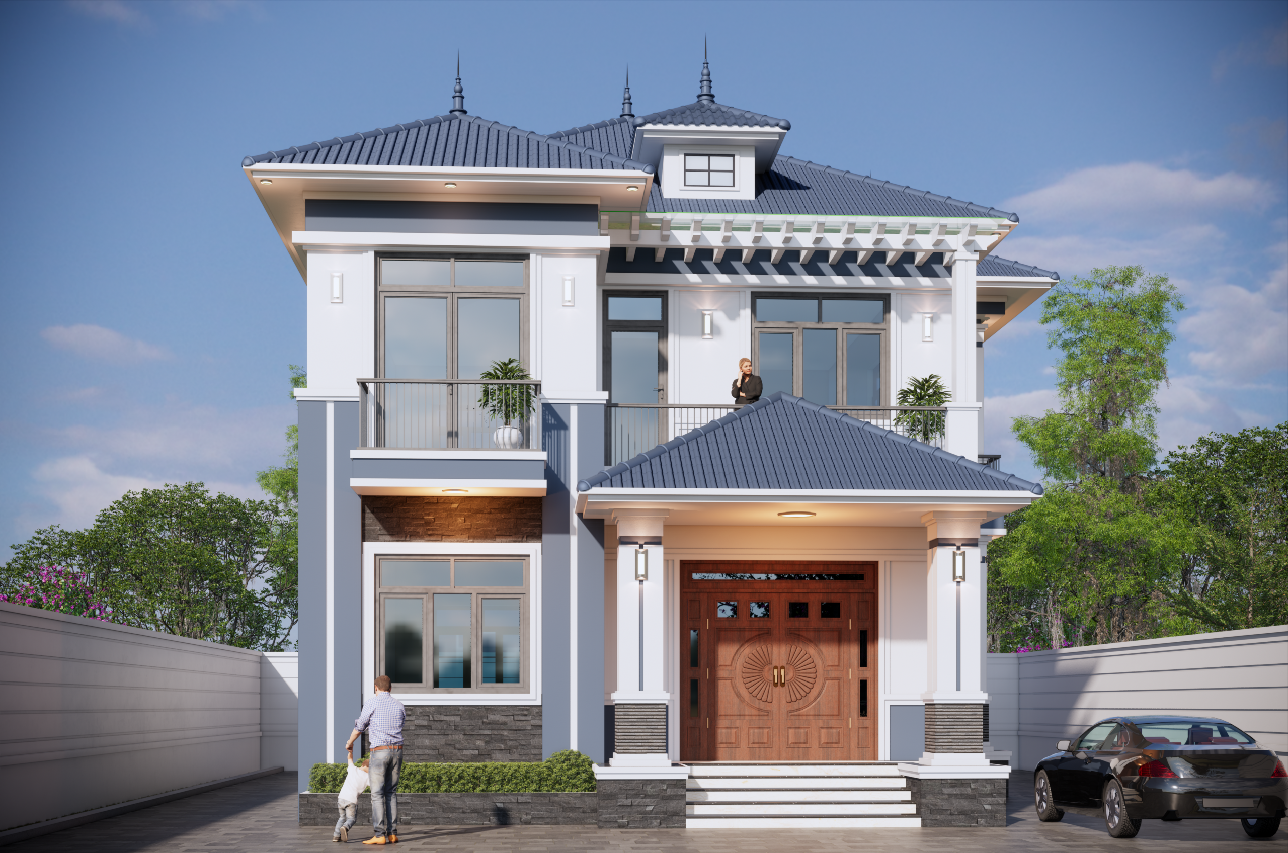 Nhà 2 tầng mái Thái ngói xanh đen tân cổ điển – Anh Minh, Hà Nam – NAVI-BT39 gallery