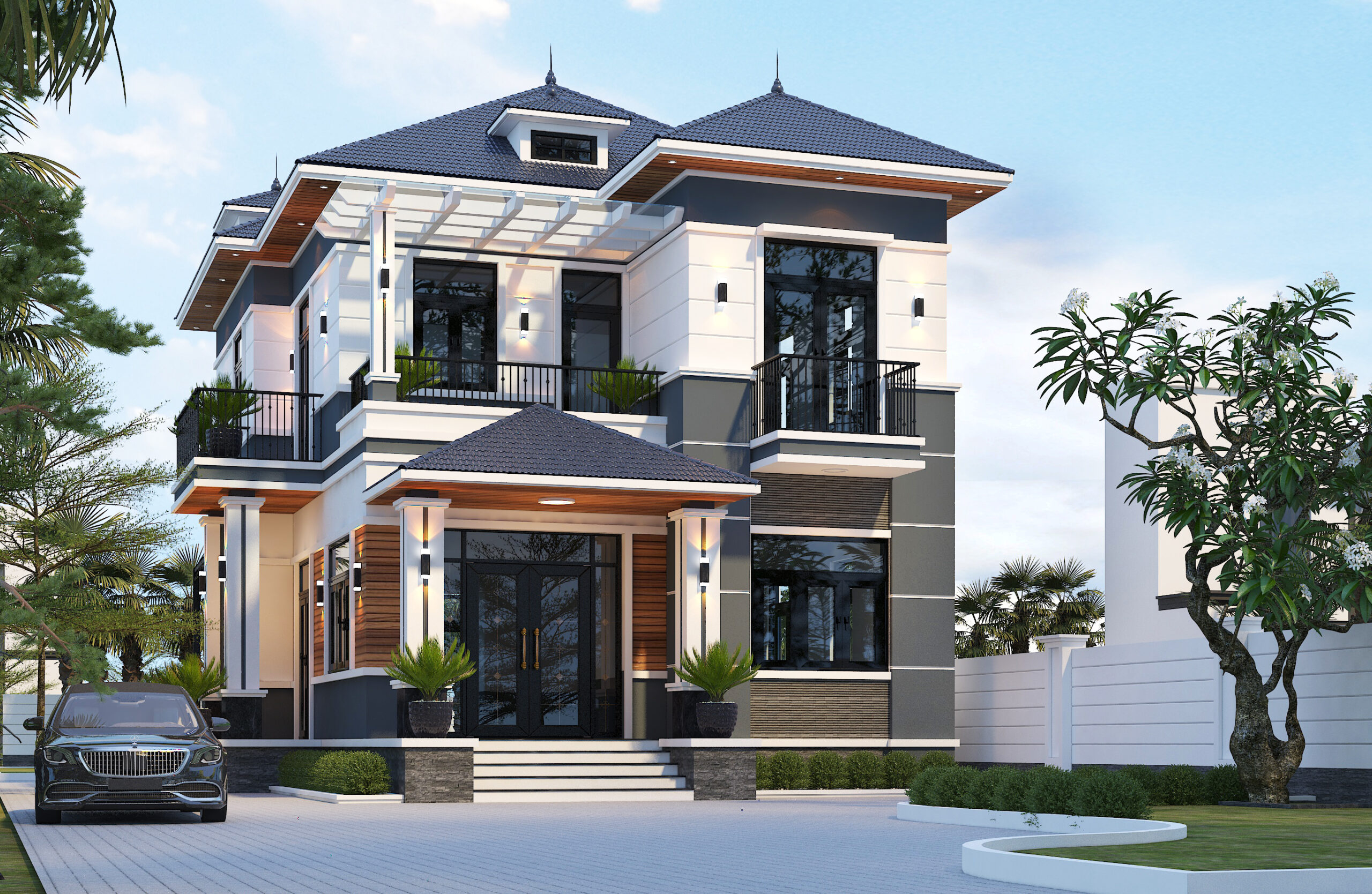 Biệt thự 2 tầng mái Nhật ngói xanh đen hiện đại – Anh Minh, Thái Bình – NAVI-BT16 gallery