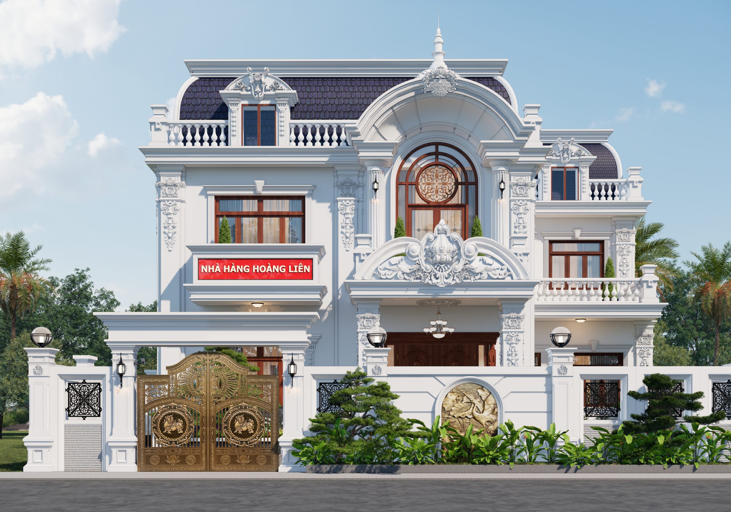 Nhà hàng 2 tầng kiểu Pháp mái Mansard tân cổ điển – Hoàng Liên, Phú Thọ gallery