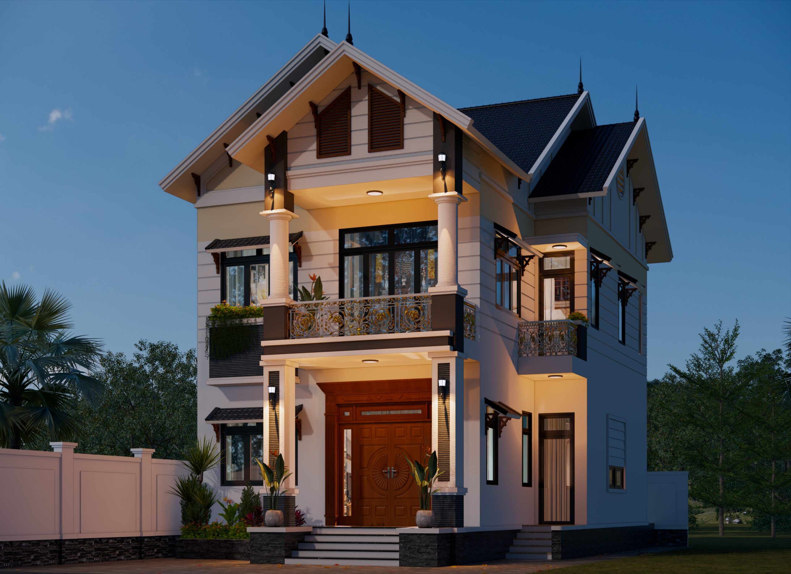 Nhà 2 tầng mái Thái ngói xanh đen tân cổ điển – Anh Tú, Yên Bái – NAVI-BT41 gallery