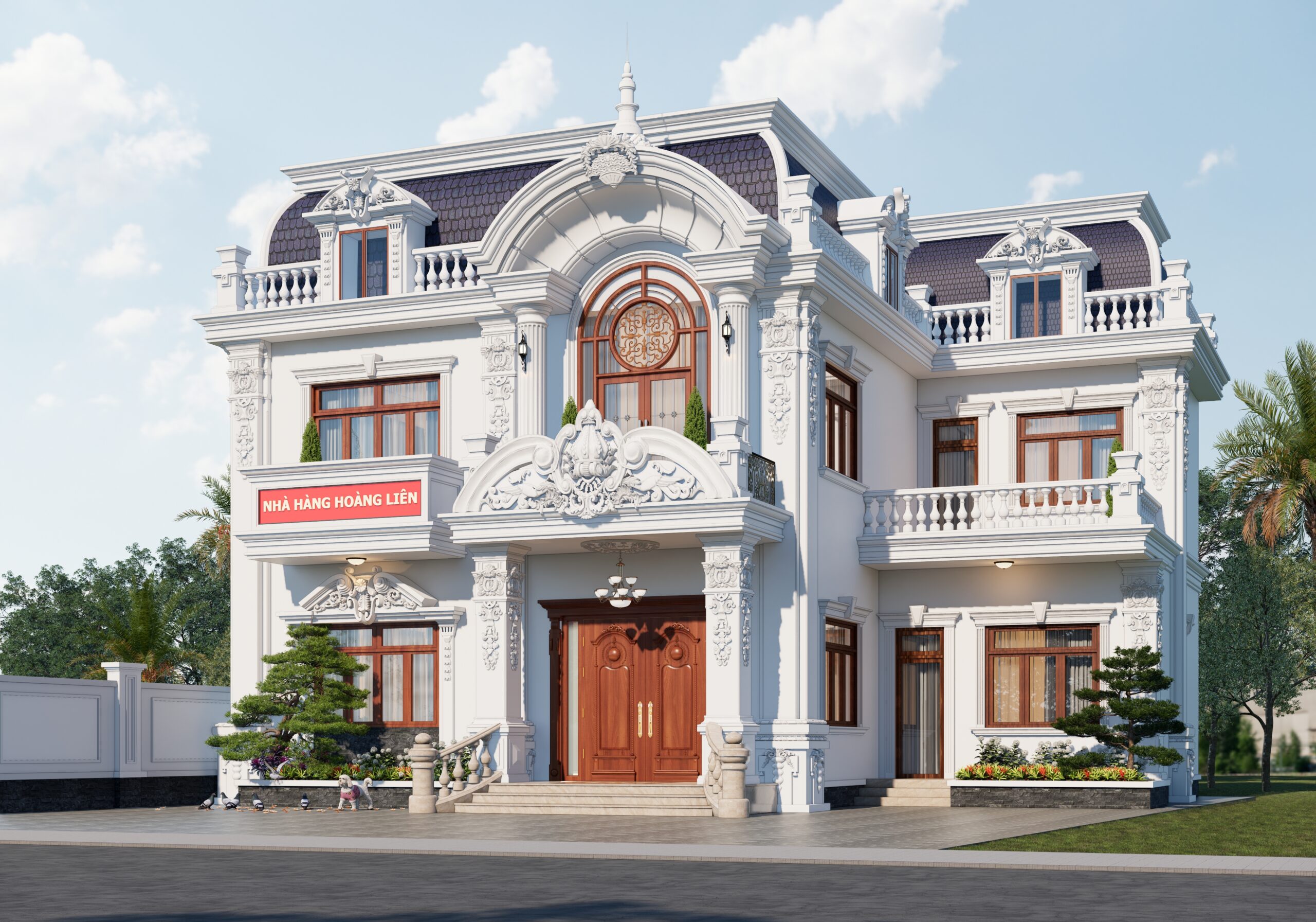 Nhà hàng 2 tầng kiểu Pháp mái Mansard tân cổ điển – Hoàng Liên, Phú Thọ gallery