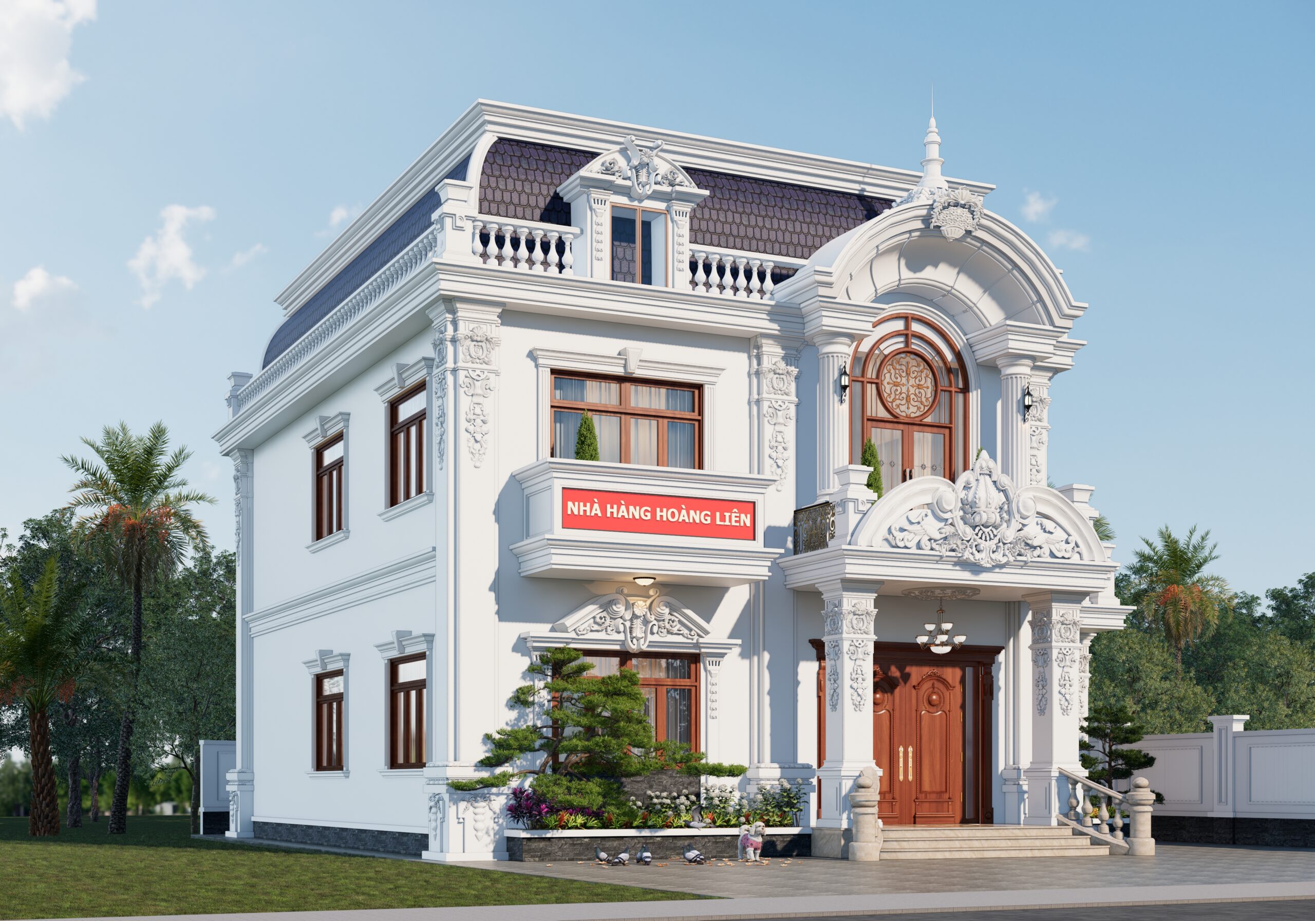 Nhà hàng 2 tầng kiểu Pháp mái Mansard tân cổ điển – Hoàng Liên, Phú Thọ gallery
