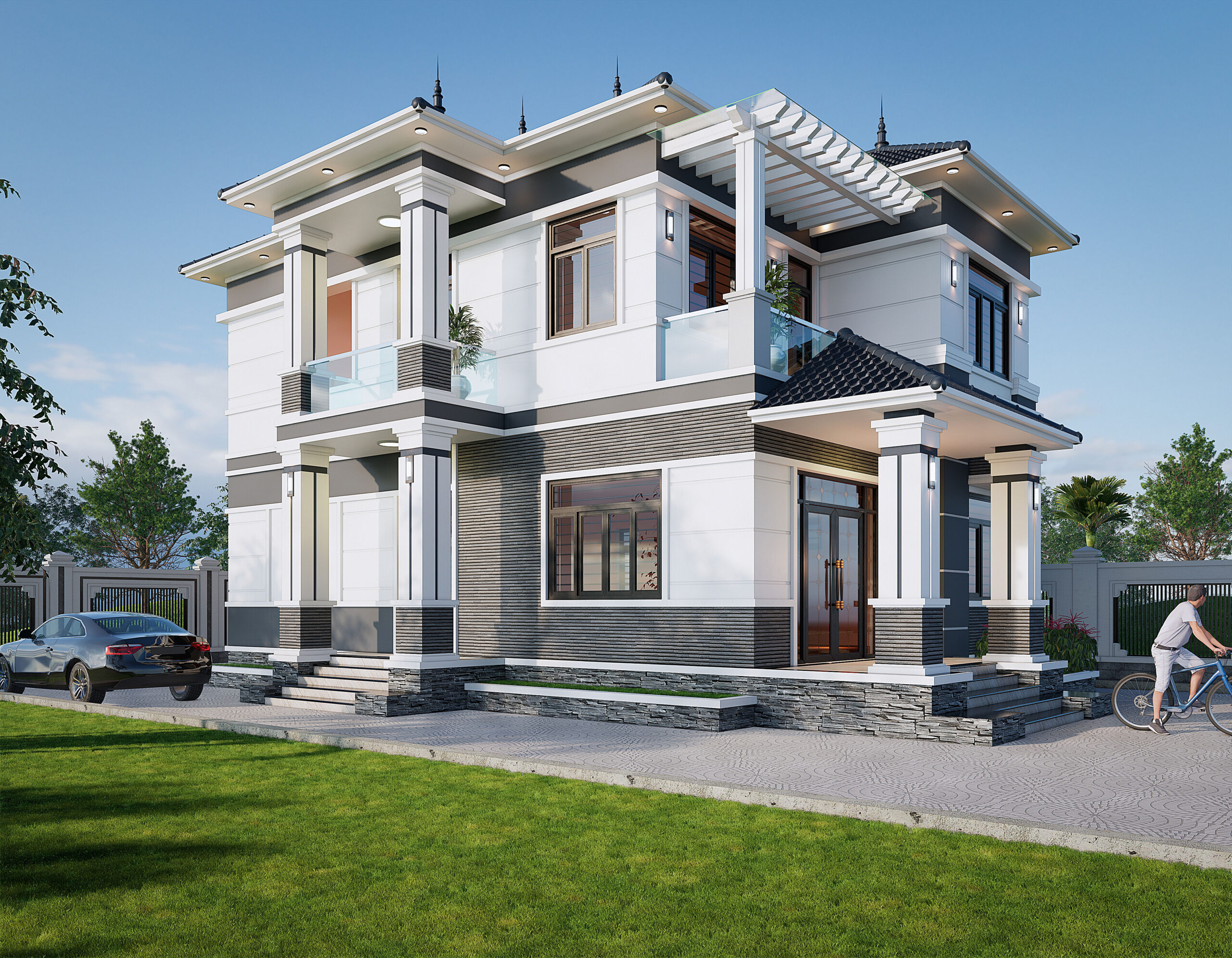 Biệt thự 2 tầng mái Nhật ngói xanh đen hiện đại – Anh Dũng, Hòa Bình – NAVI-BT20 gallery