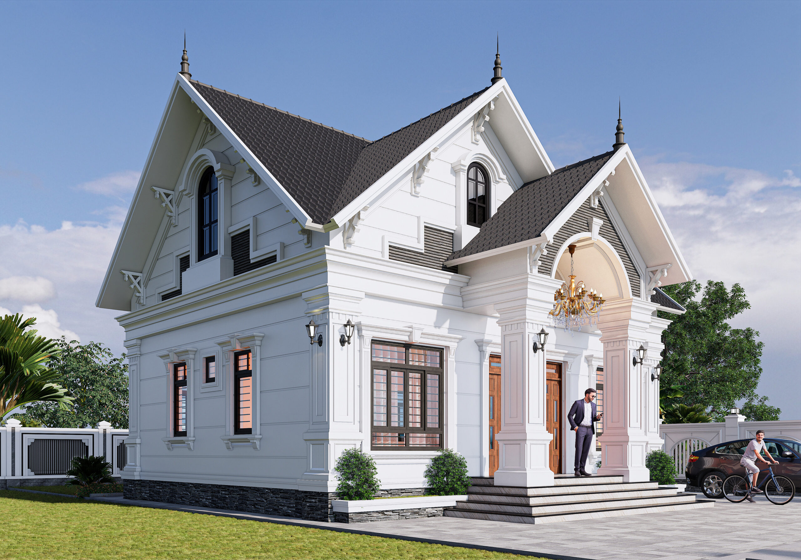 Biệt thự 1 tầng mái Thái ngói xanh đen tân cổ điển – Anh Hùng, Yên Bái – NAVI-BT22 gallery