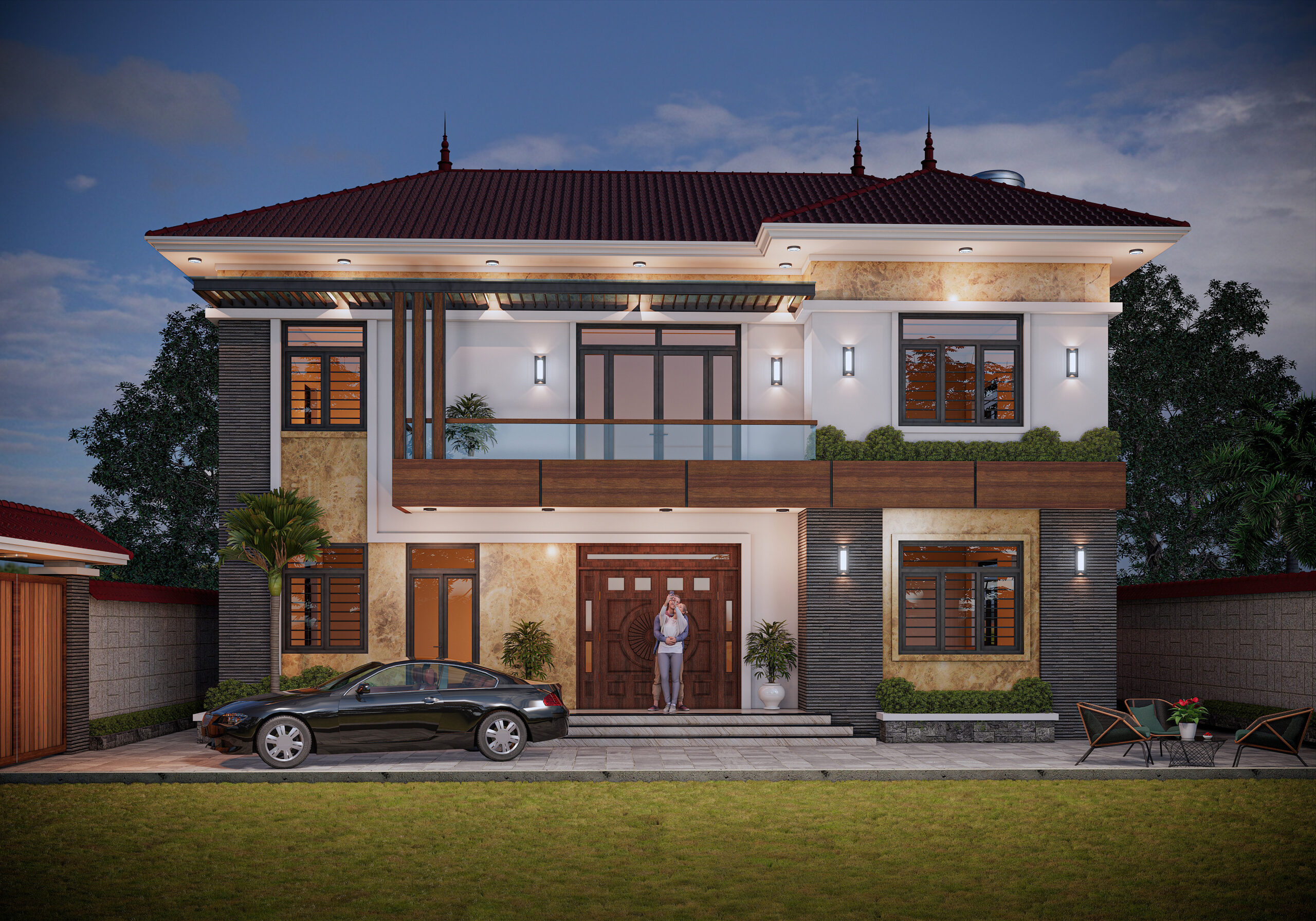 Biệt thự 2 tầng mái Nhật ngói đỏ hiện đại – Anh Long, Hải Dương – NAVI-BT23 gallery