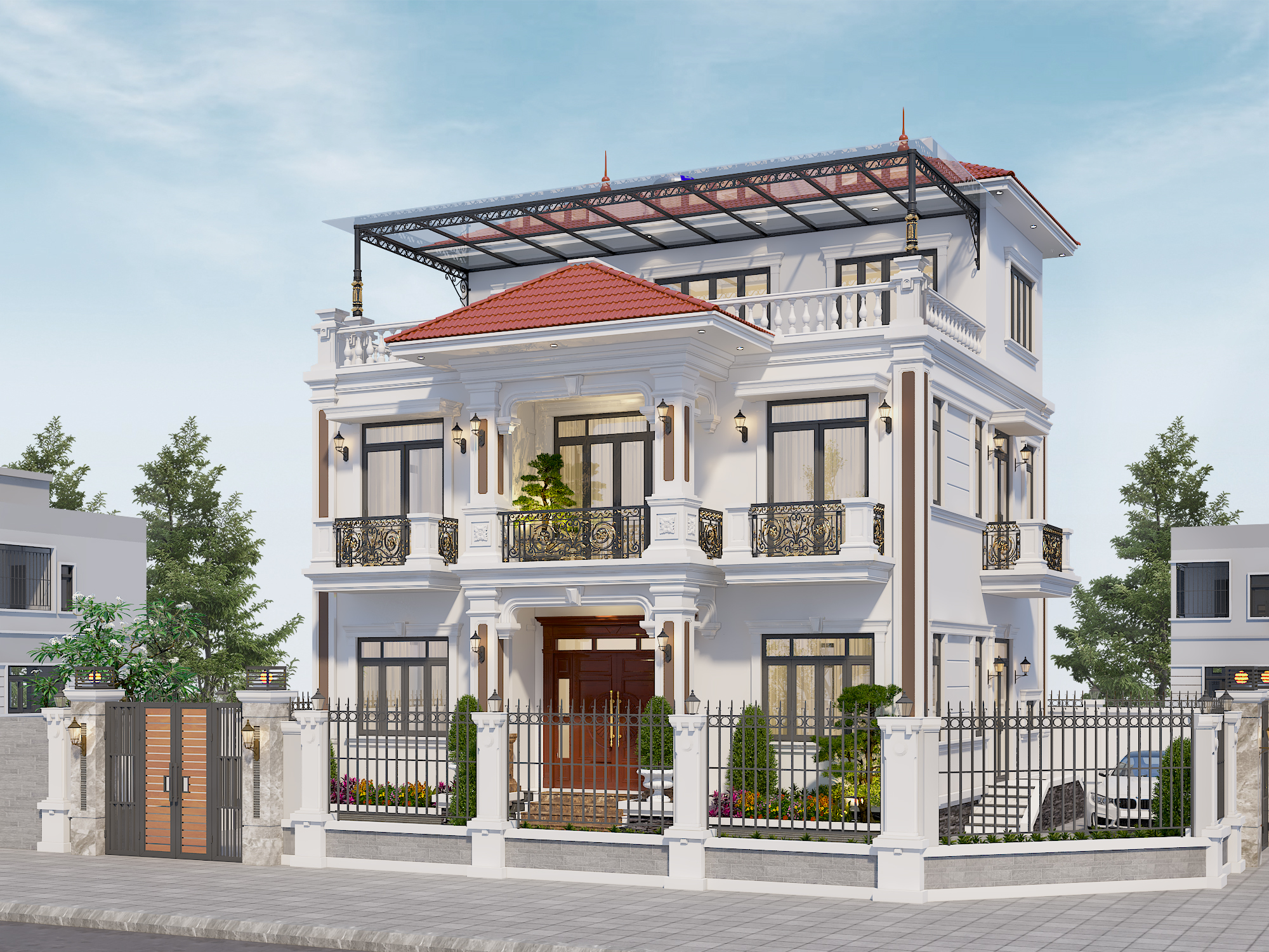 Nhà 3 tầng mái Thái ngói đỏ tân cổ điển – Anh Thành, Bắc Ninh – NAVI-BT30 gallery