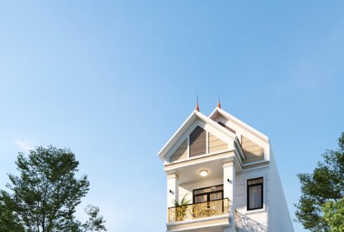 Nhà 3 tầng mái Thái ngói đỏ tân cổ điển – Anh Cường, Hải Dương – NAVI-BT35