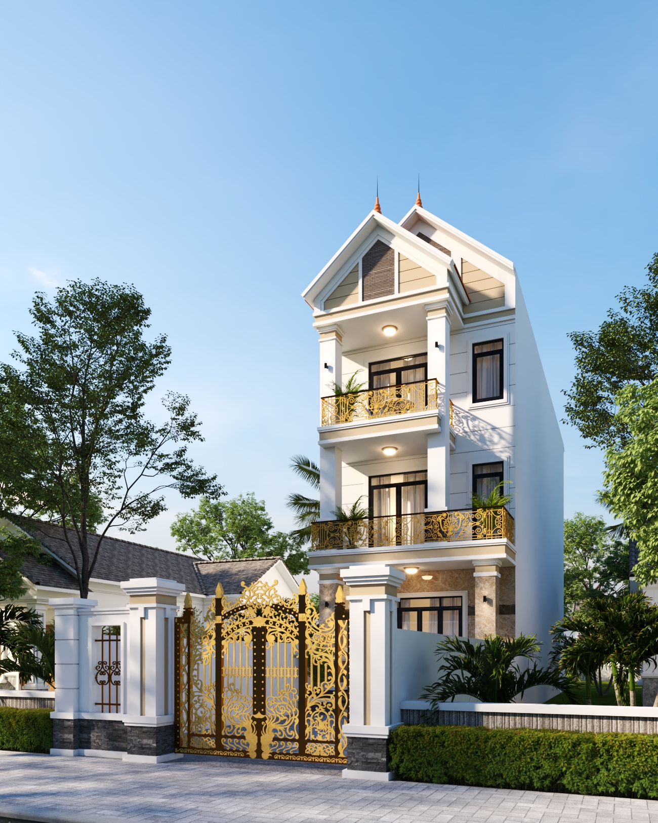 Nhà 3 tầng mái Thái ngói đỏ tân cổ điển – Anh Cường, Hải Dương – NAVI-BT35 gallery
