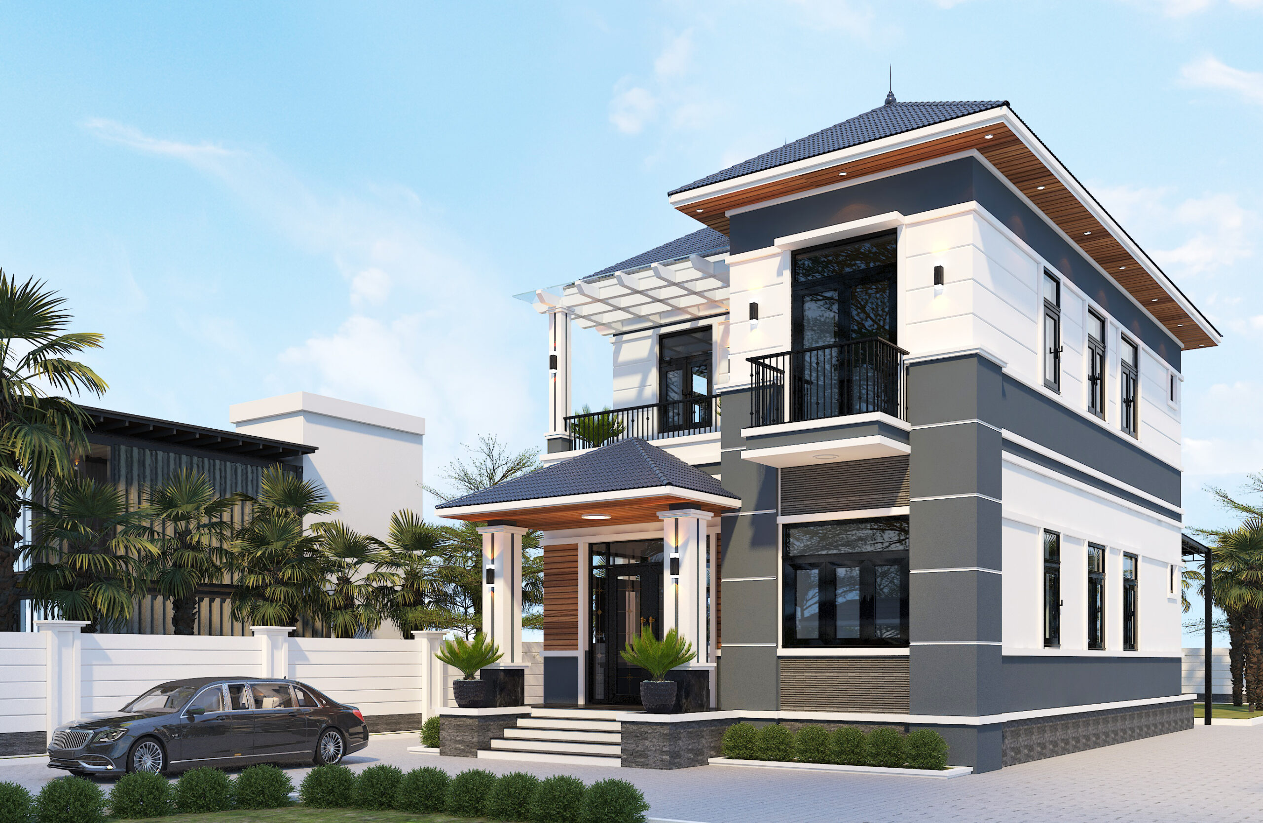Biệt thự 2 tầng mái Nhật ngói xanh đen hiện đại – Anh Minh, Thái Bình – NAVI-BT16 gallery