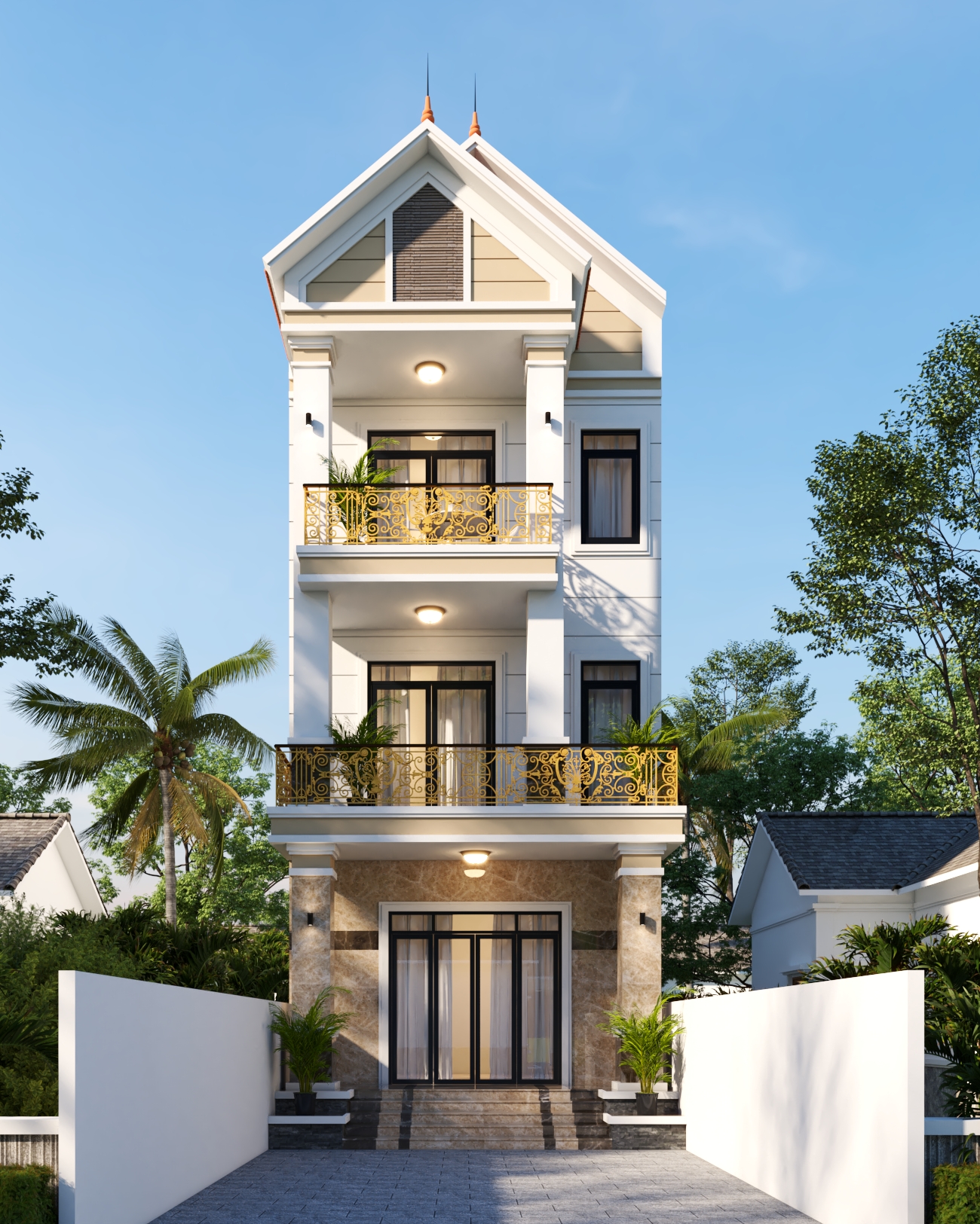 Nhà 3 tầng mái Thái ngói đỏ tân cổ điển – Anh Cường, Hải Dương – NAVI-BT35 gallery