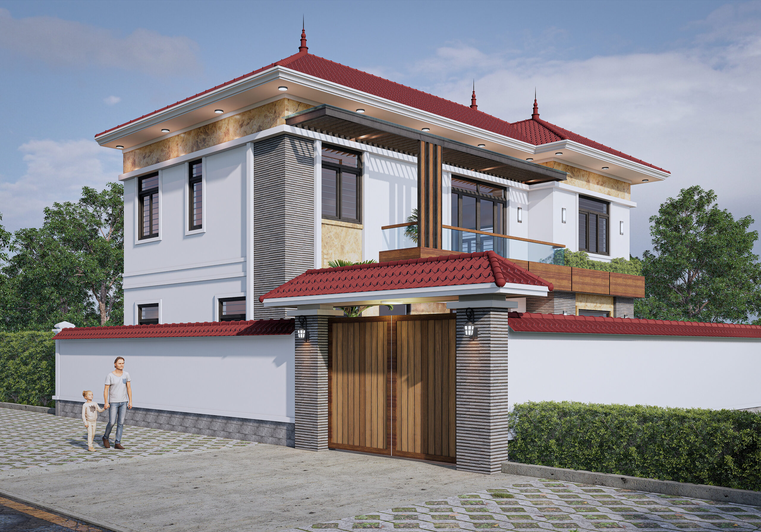 Biệt thự 2 tầng mái Nhật ngói đỏ hiện đại – Anh Long, Hải Dương – NAVI-BT23 gallery