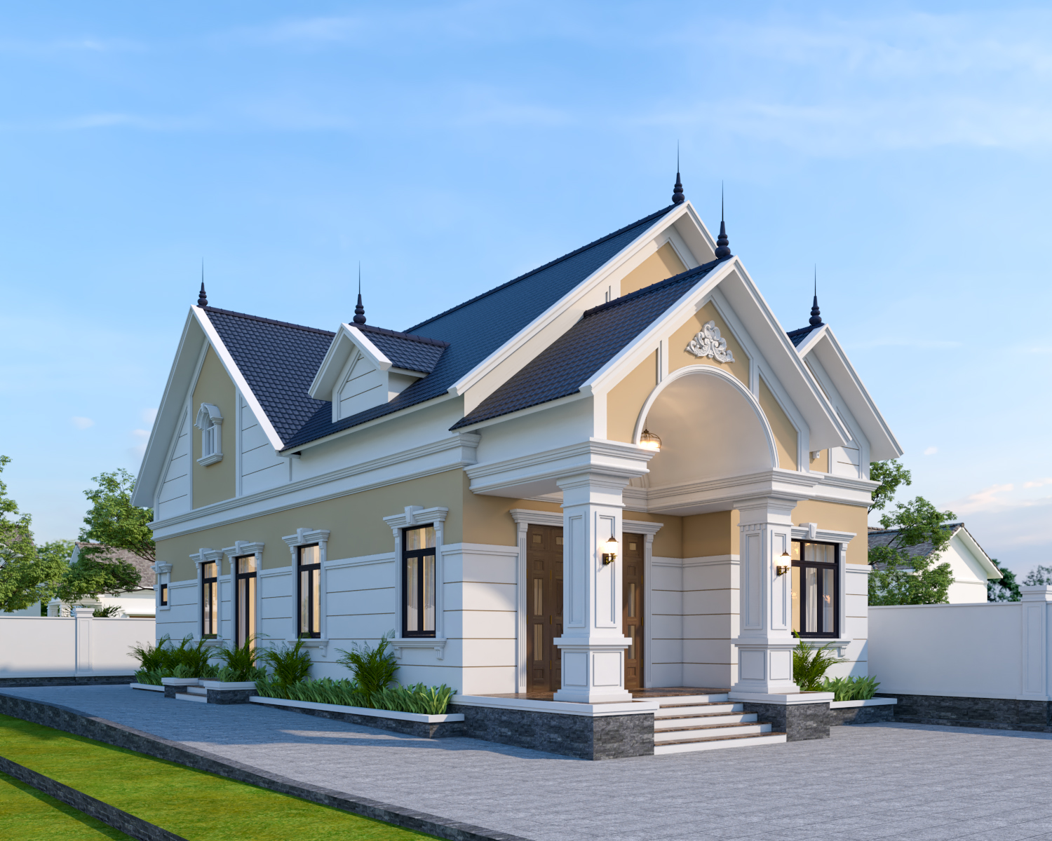 Nhà 1 tầng mái Thái ngói xanh đen tân cổ điển – Anh Phú, Thái Bình – NAVI-BT28 gallery